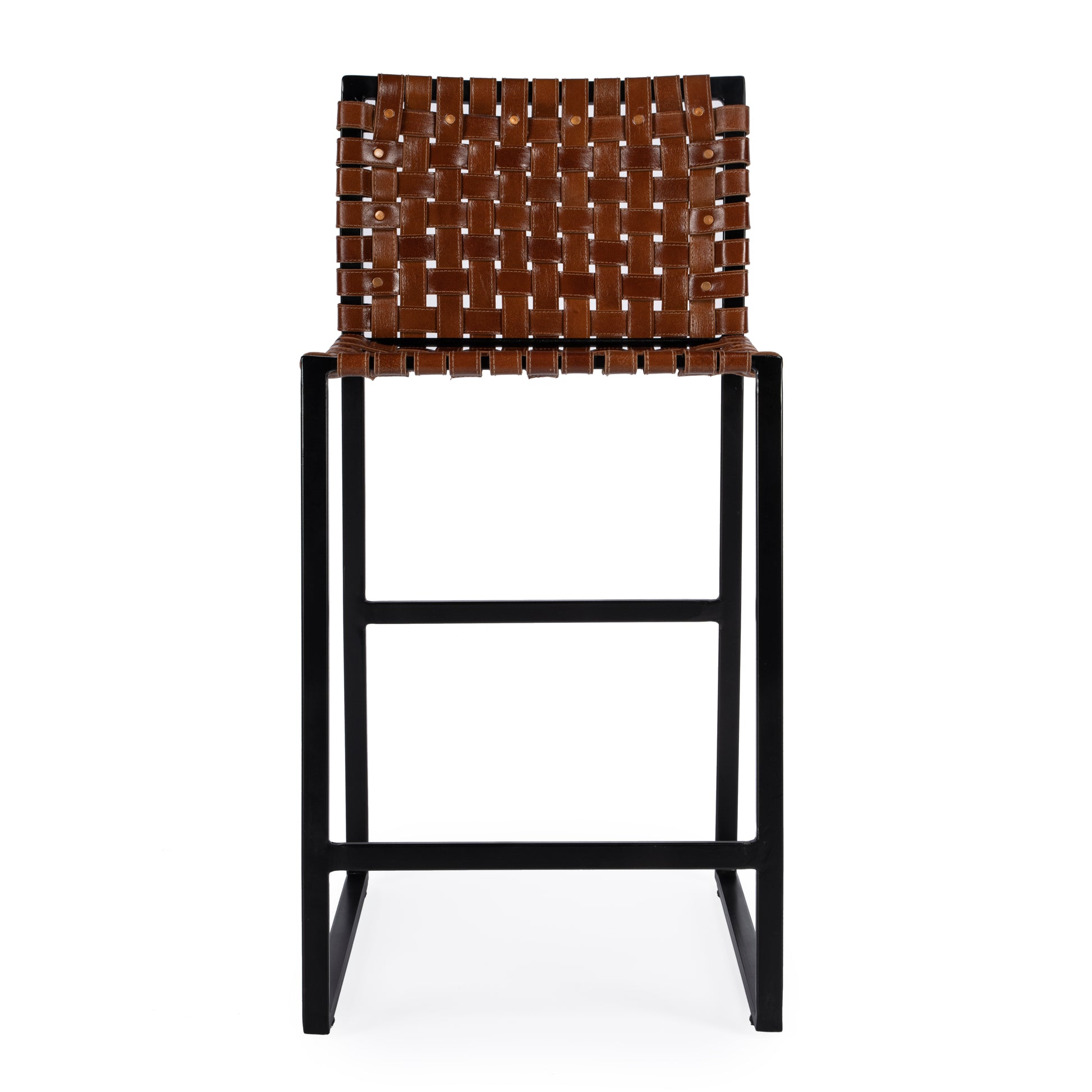 Butler Specialty Company Urban 25 in. Seat Height Woven Leather Counter Stool, Medium Brown