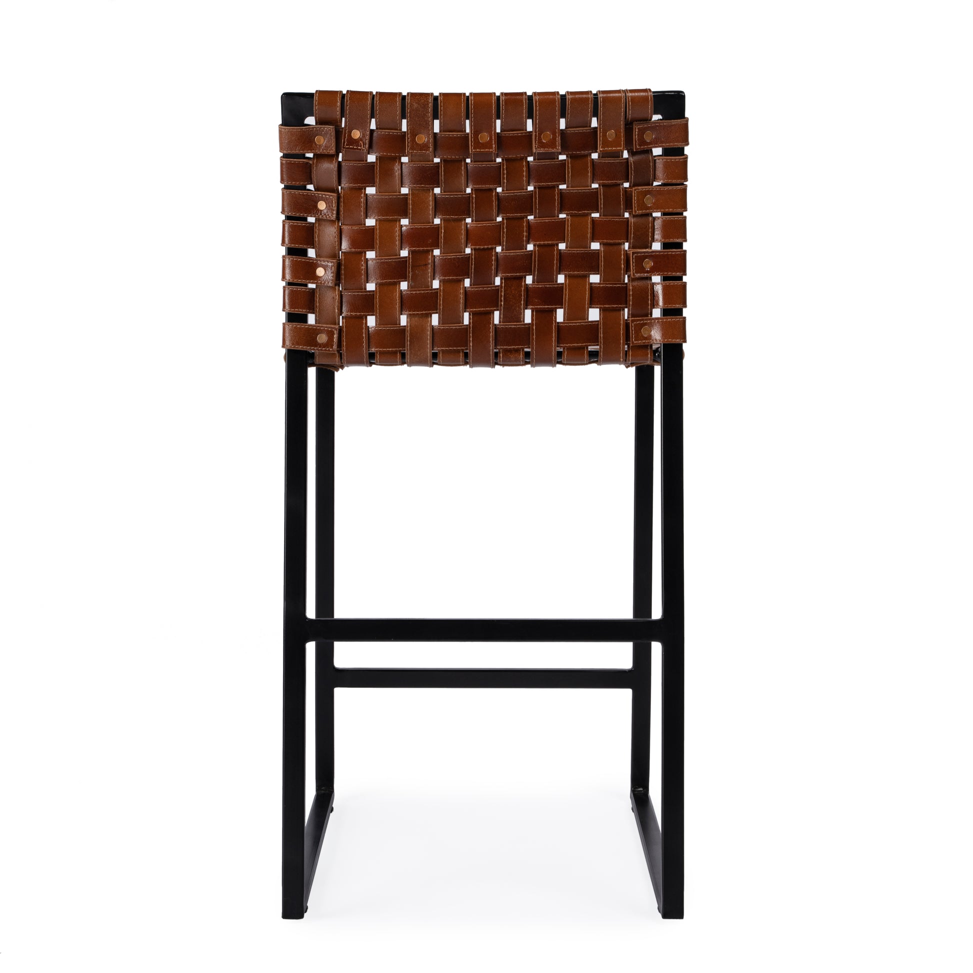 Butler Specialty Company Urban 25 in. Seat Height Woven Leather Counter Stool, Medium Brown