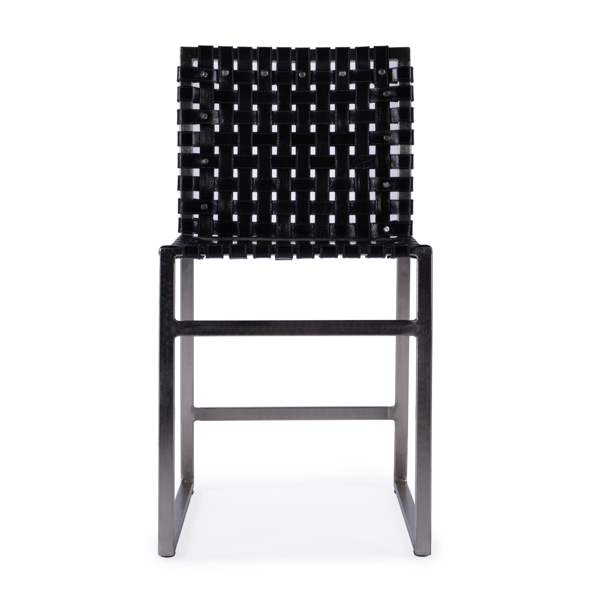 Butler Specialty Company Urban 24.5 in. Seat Height Woven Leather Side Chair, Black
