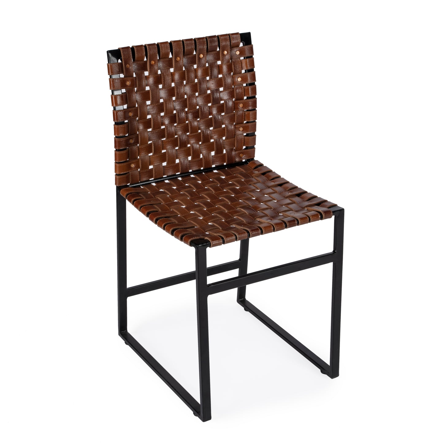 Butler Specialty Company Urban 24.5 in. Seat Height Woven Leather Side Chair, Medium Brown