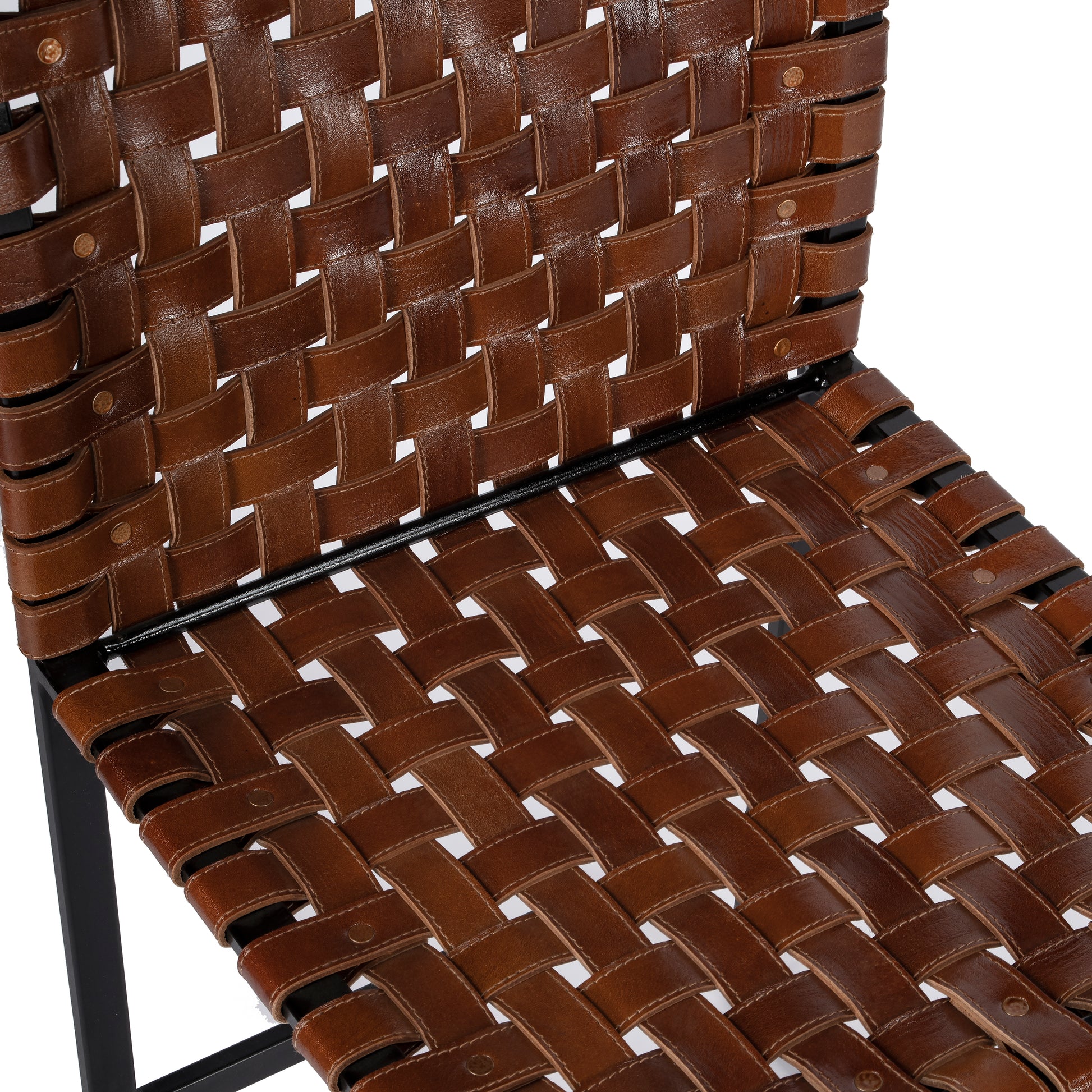 Butler Specialty Company Urban 24.5 in. Seat Height Woven Leather Side Chair, Medium Brown