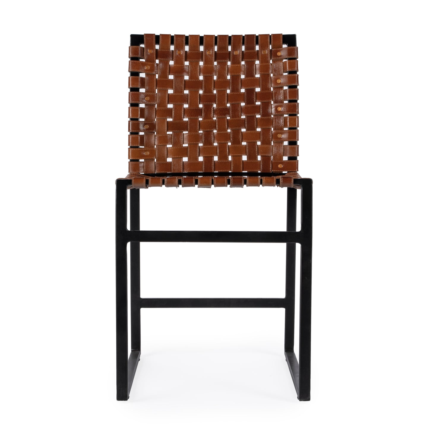 Butler Specialty Company Urban 24.5 in. Seat Height Woven Leather Side Chair, Medium Brown