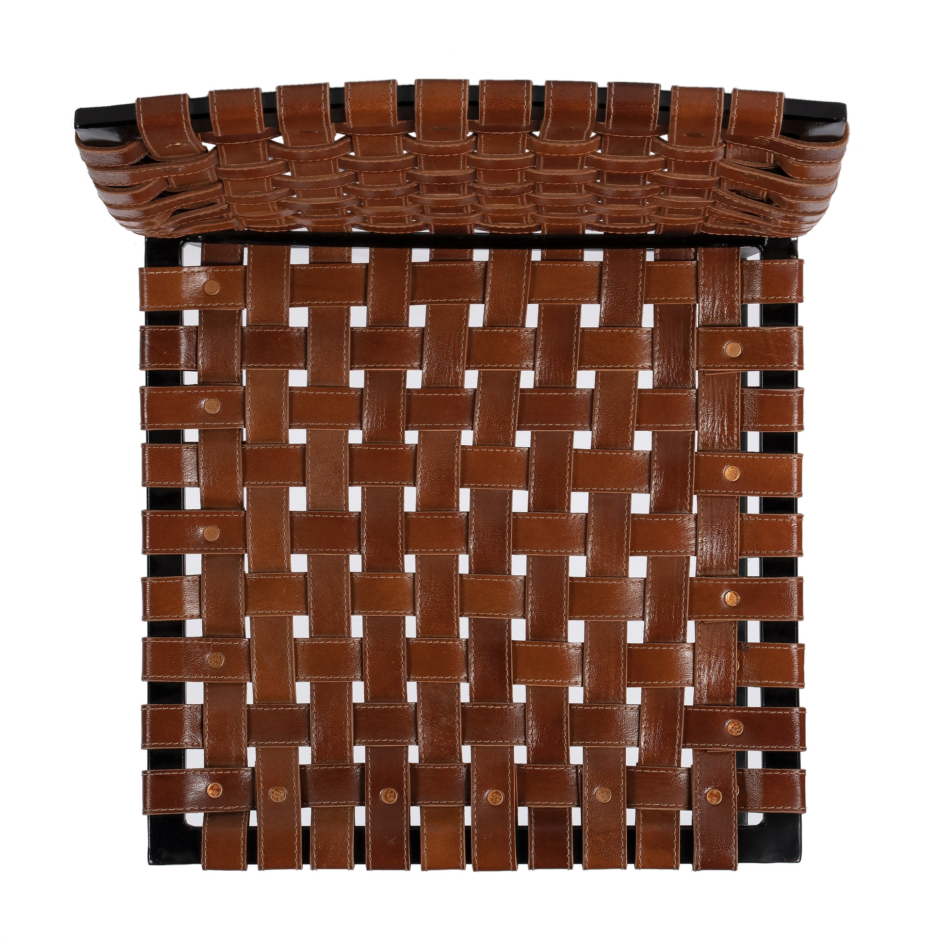 Butler Specialty Company Urban 24.5 in. Seat Height Woven Leather Side Chair, Medium Brown
