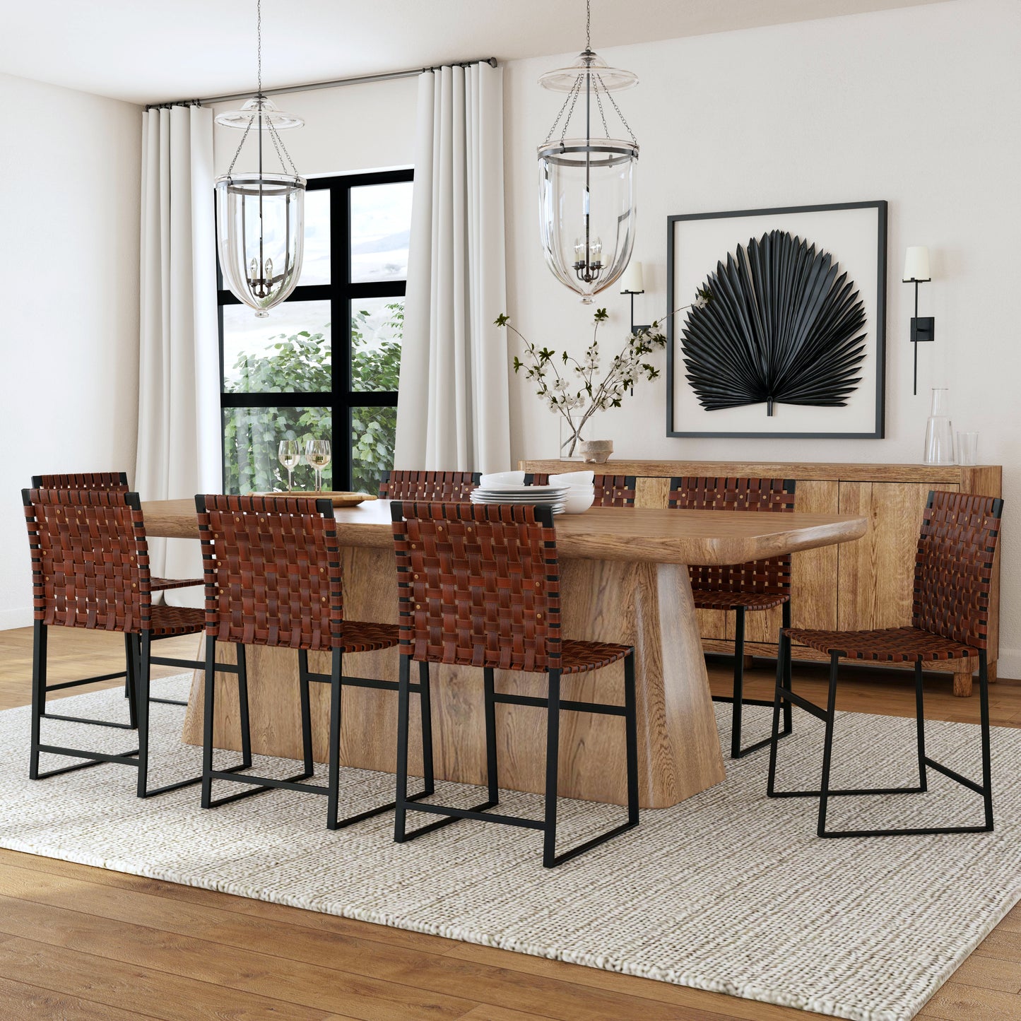 Butler Specialty Company Urban 24.5 in. Seat Height Woven Leather Side Chair, Medium Brown