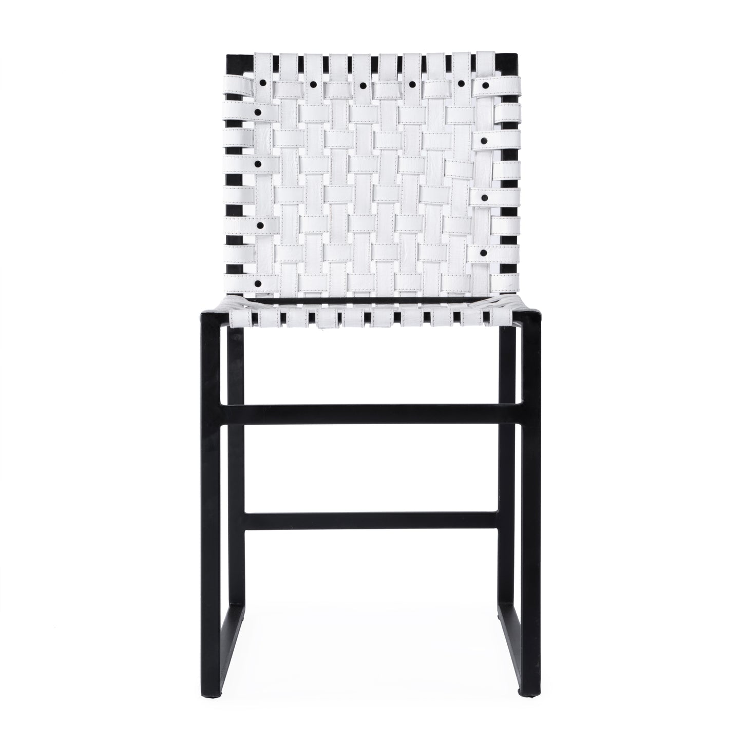 Butler Specialty Company Urban 24.5 in. Seat Height Woven Leather Side Chair, White