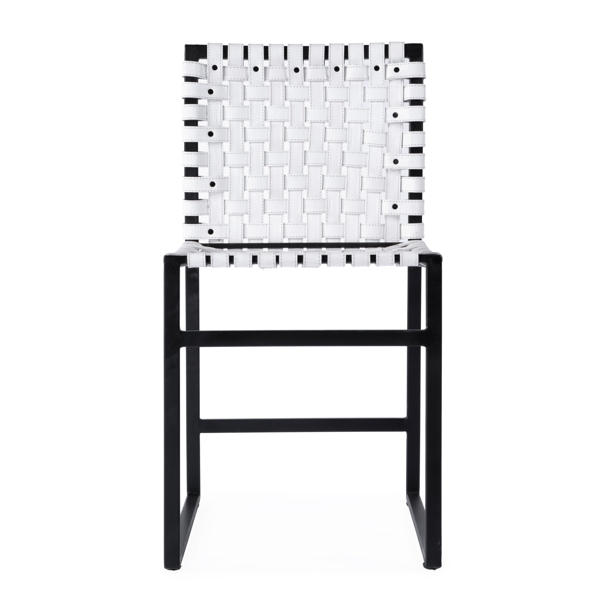 Butler Specialty Company Urban 24.5 in. Seat Height Woven Leather Side Chair, White