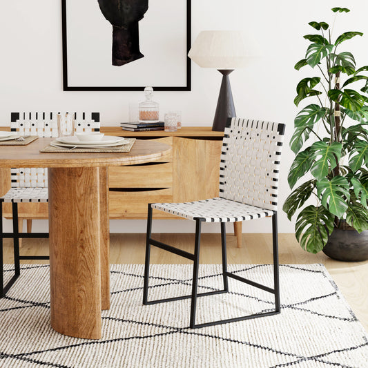 Butler Specialty Company Urban 24.5 in. Seat Height Woven Leather Side Chair, White