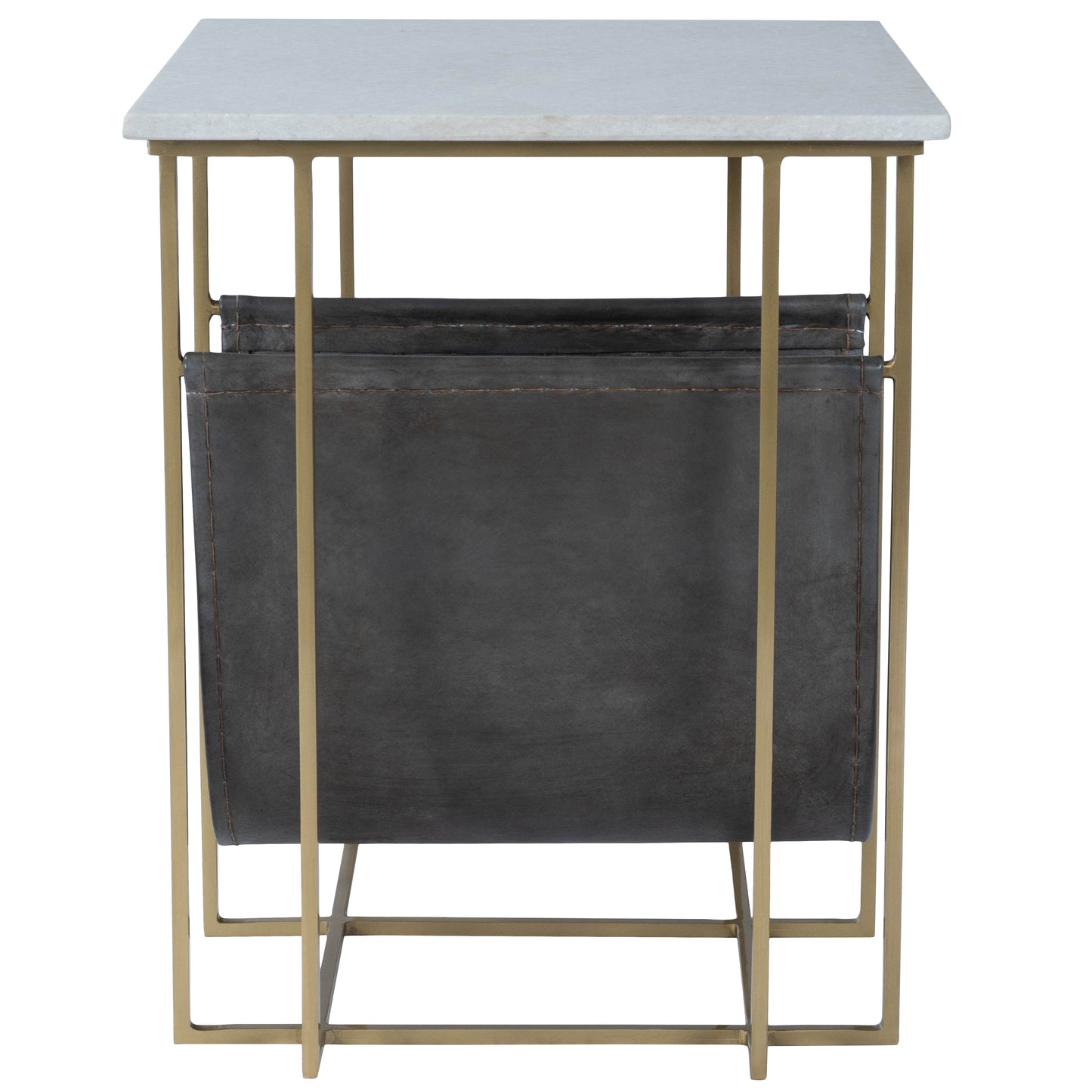 Butler Specialty Company Stephanik 20.25 in. W Rectangular Marble & Leather Magazine Side Table, Off-White