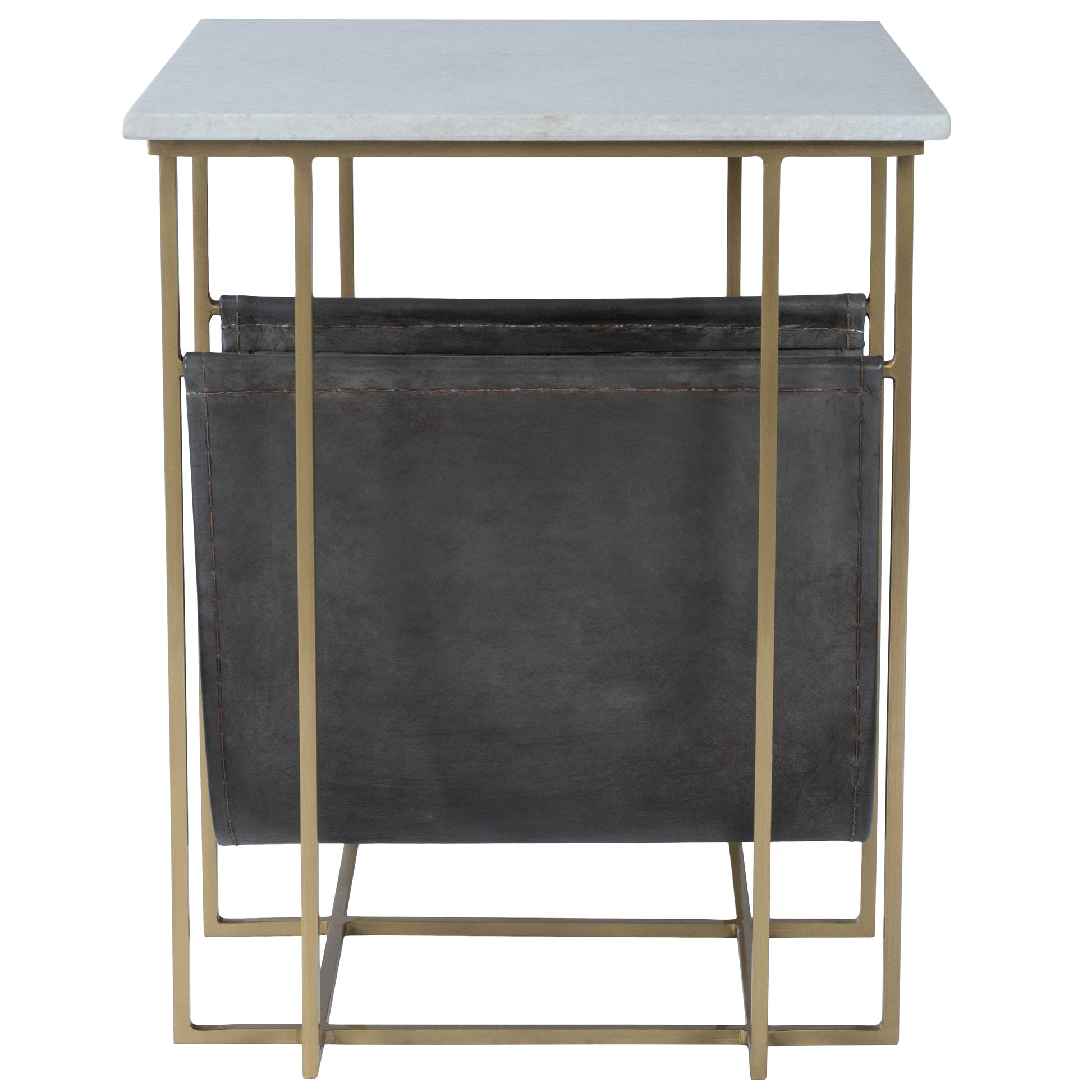 Butler Specialty Company Stephanik 20.25 in. W Rectangular Marble & Leather Magazine Side Table, Off-White