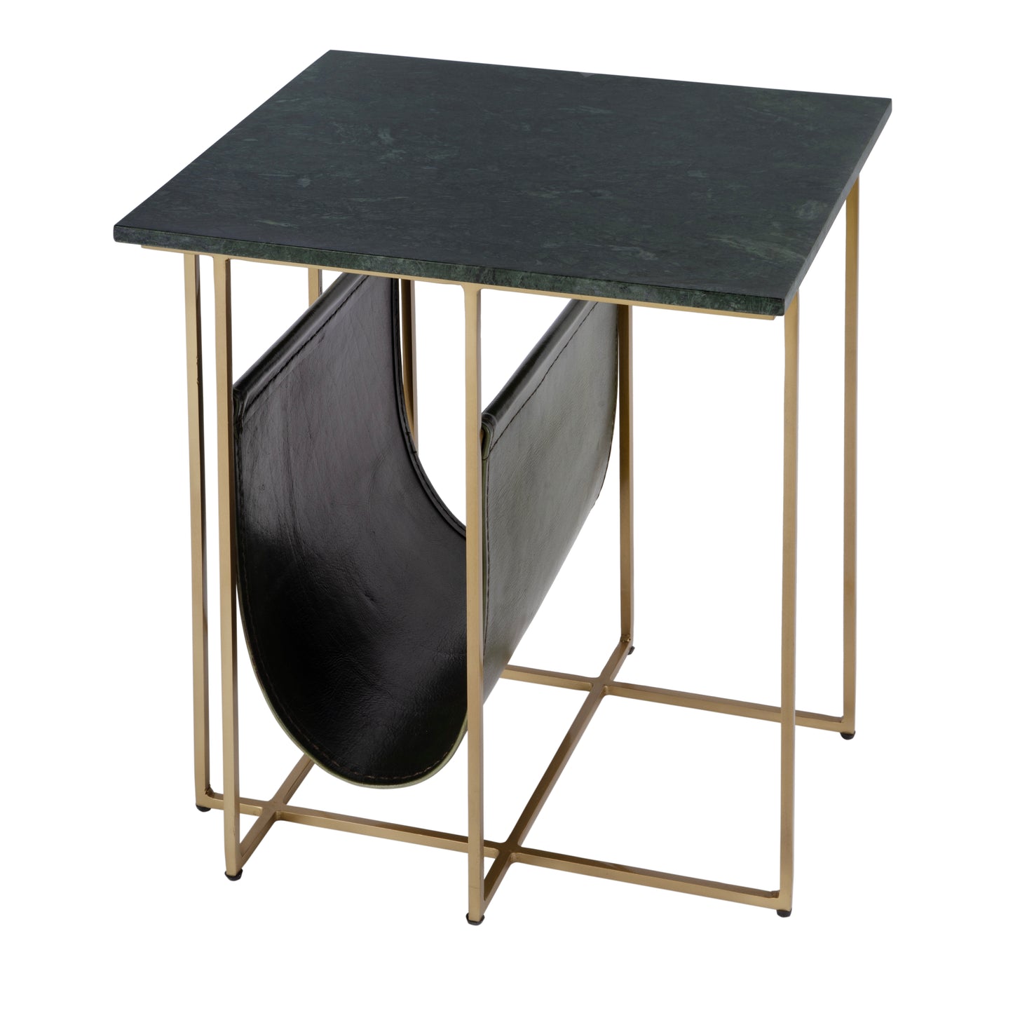 Butler Specialty Company Stephanik 20.25 in. W Rectangular Marble & Leather Magazine Side Table, Green