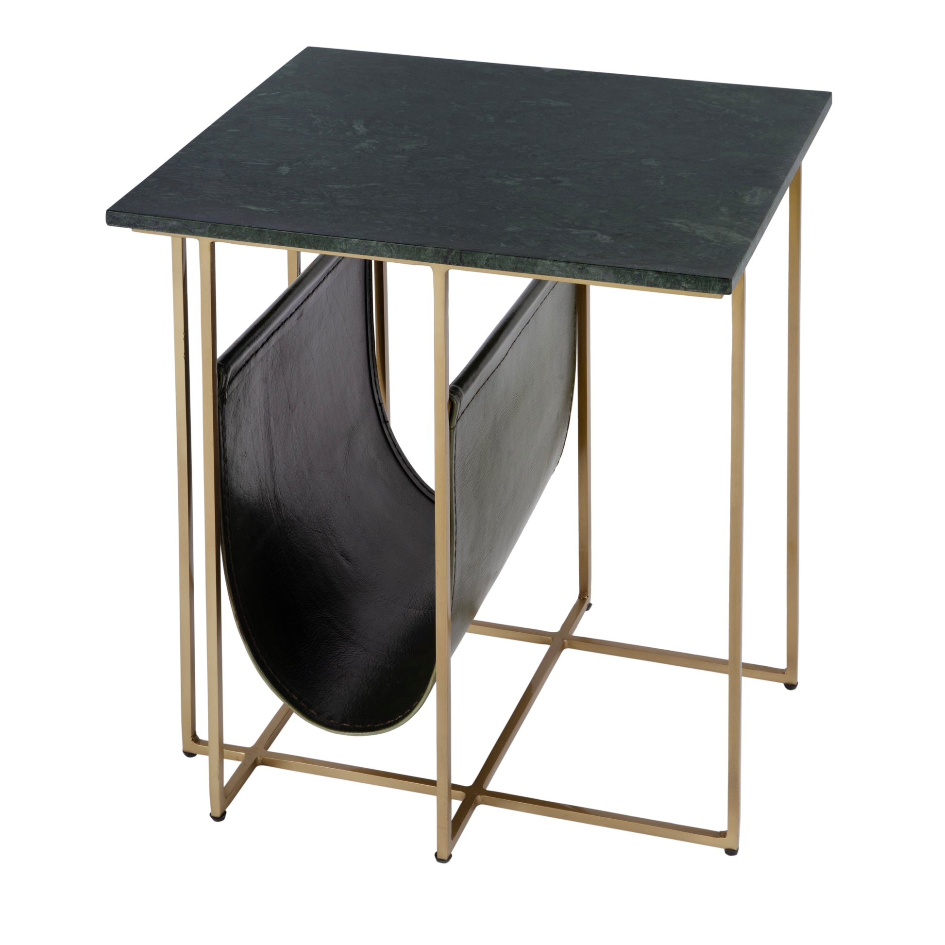 Butler Specialty Company Stephanik 20.25 in. W Rectangular Marble & Leather Magazine Side Table, Green