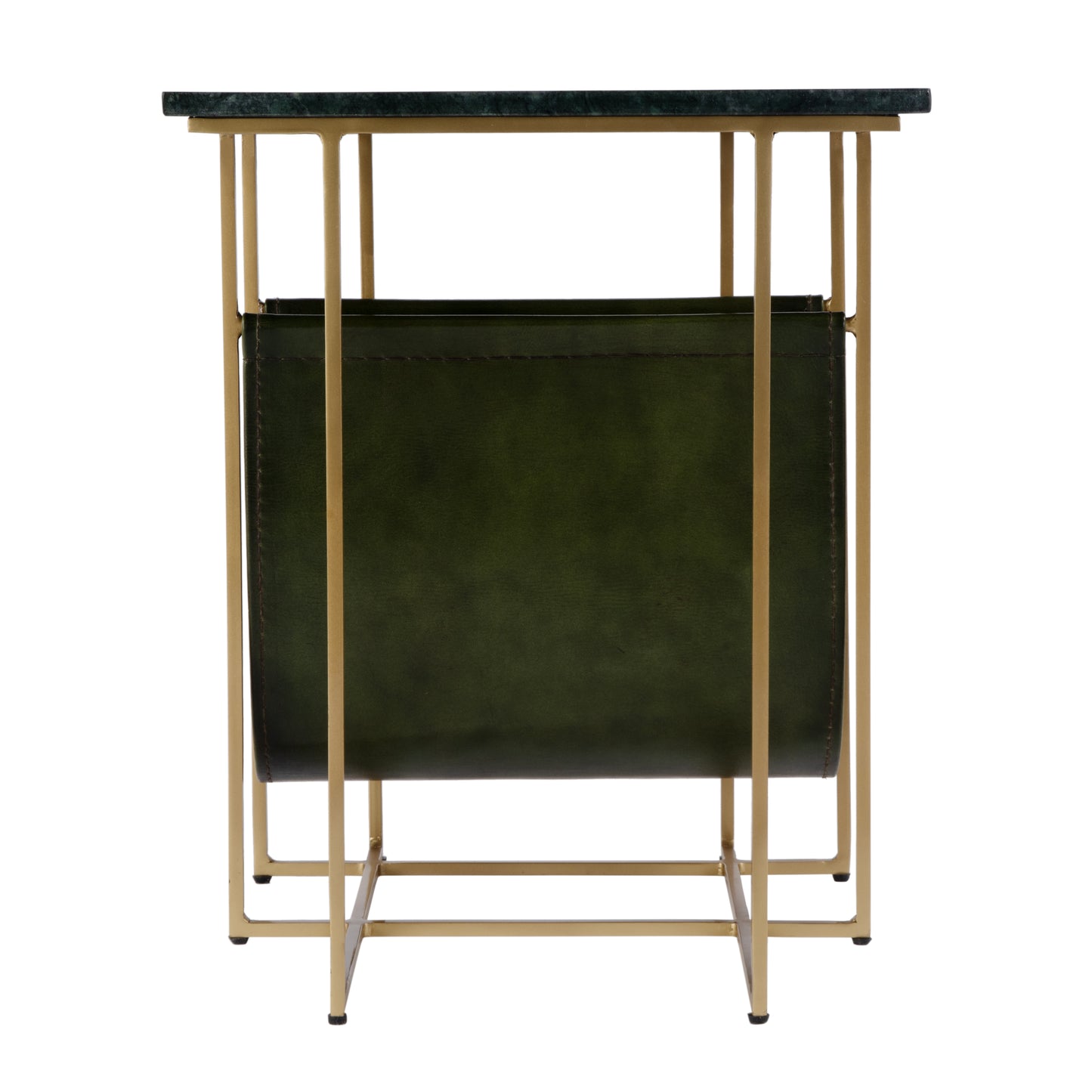 Butler Specialty Company Stephanik 20.25 in. W Rectangular Marble & Leather Magazine Side Table, Green