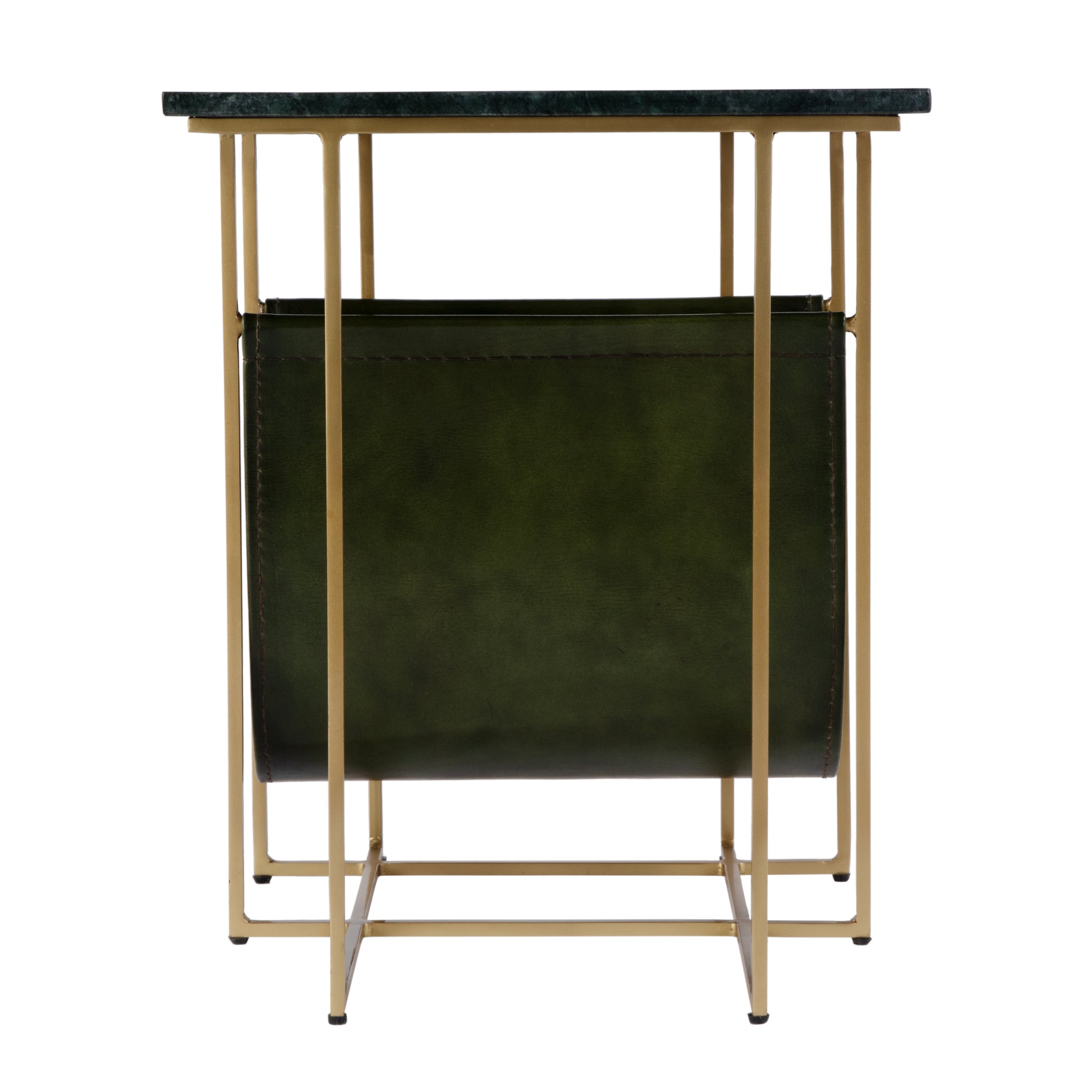 Butler Specialty Company Stephanik 20.25 in. W Rectangular Marble & Leather Magazine Side Table, Green