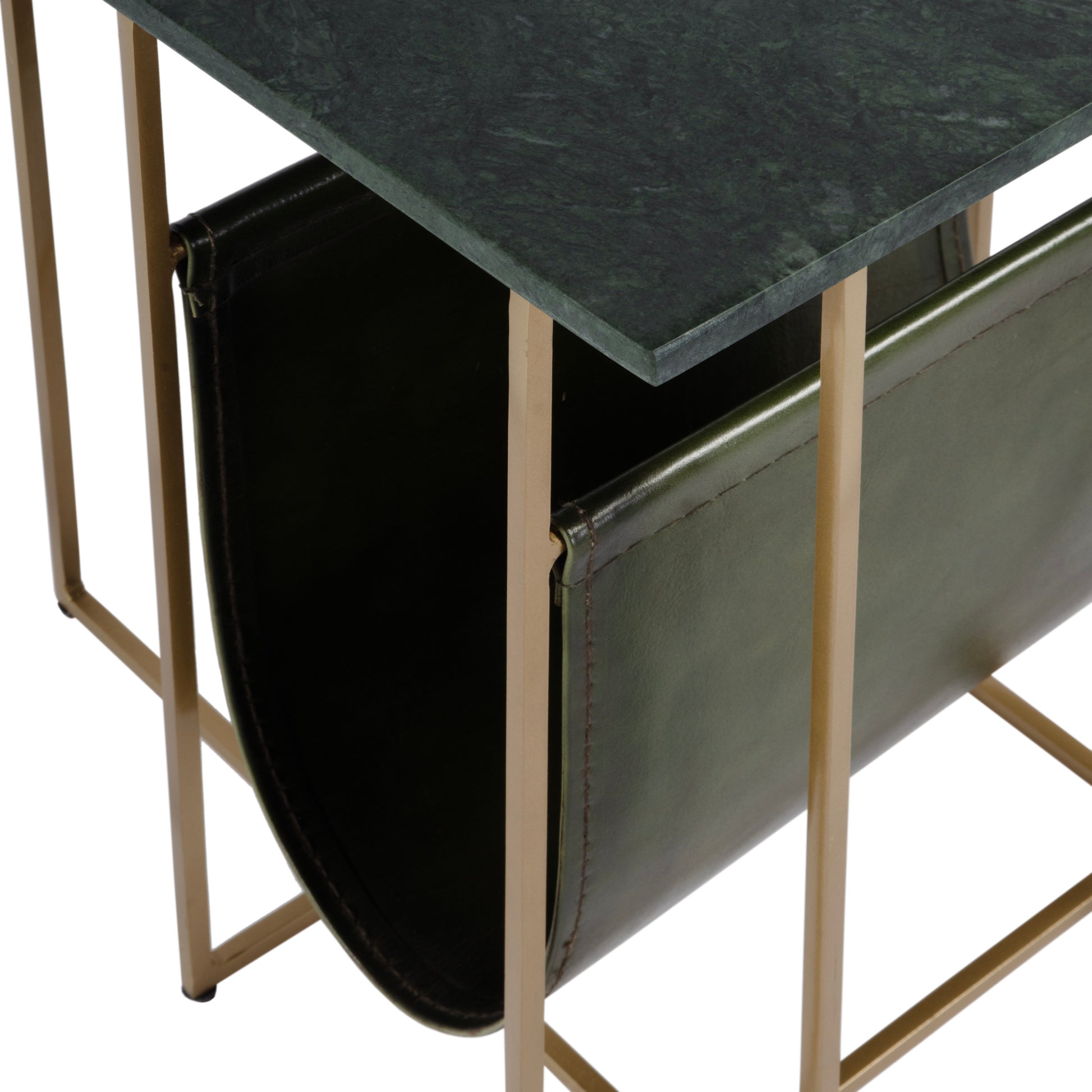 Butler Specialty Company Stephanik 20.25 in. W Rectangular Marble & Leather Magazine Side Table, Green