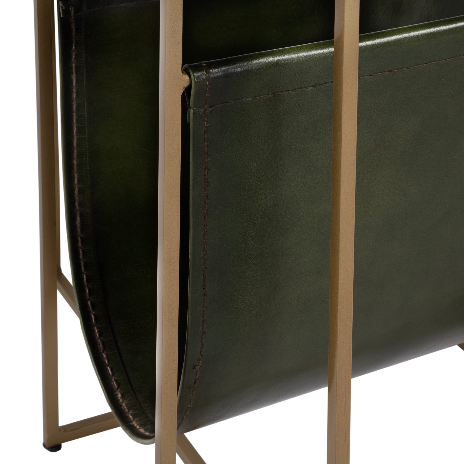 Butler Specialty Company Stephanik 20.25 in. W Rectangular Marble & Leather Magazine Side Table, Green