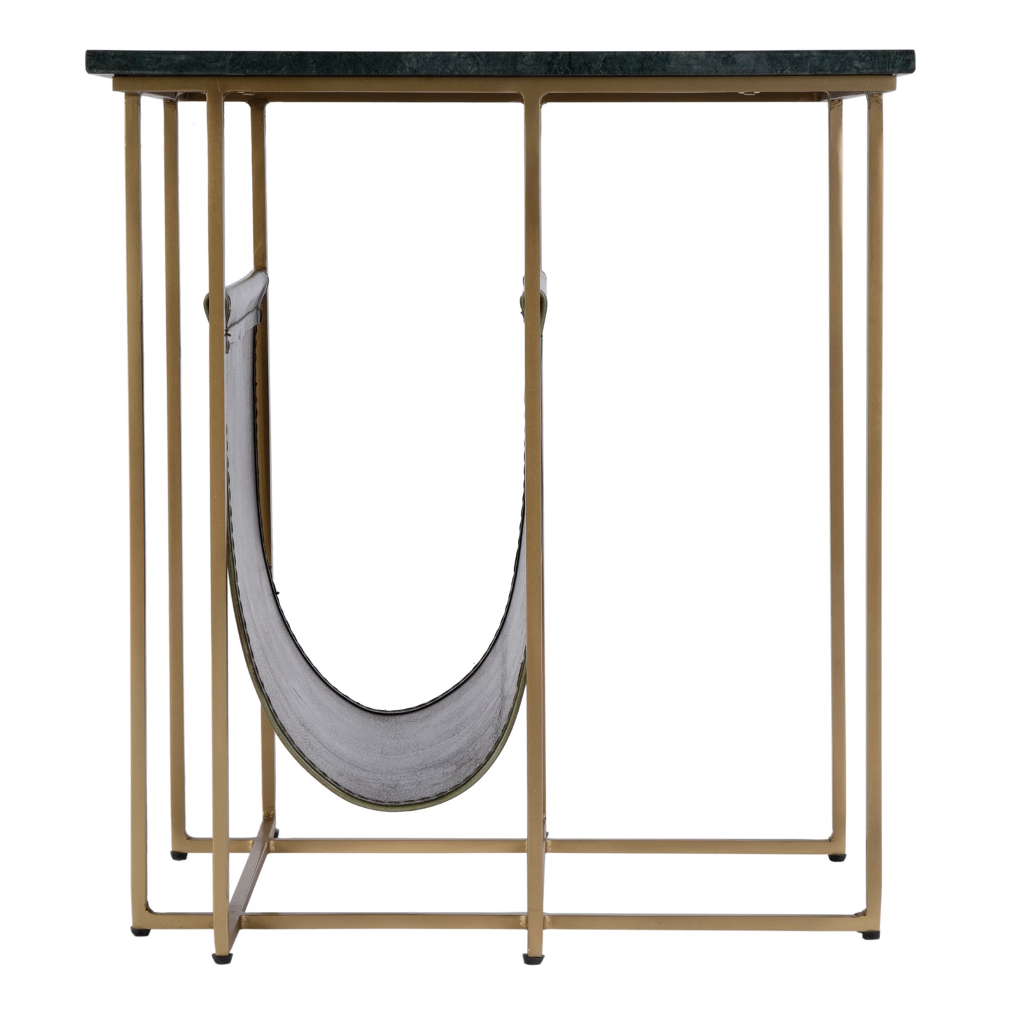 Butler Specialty Company Stephanik 20.25 in. W Rectangular Marble & Leather Magazine Side Table, Green