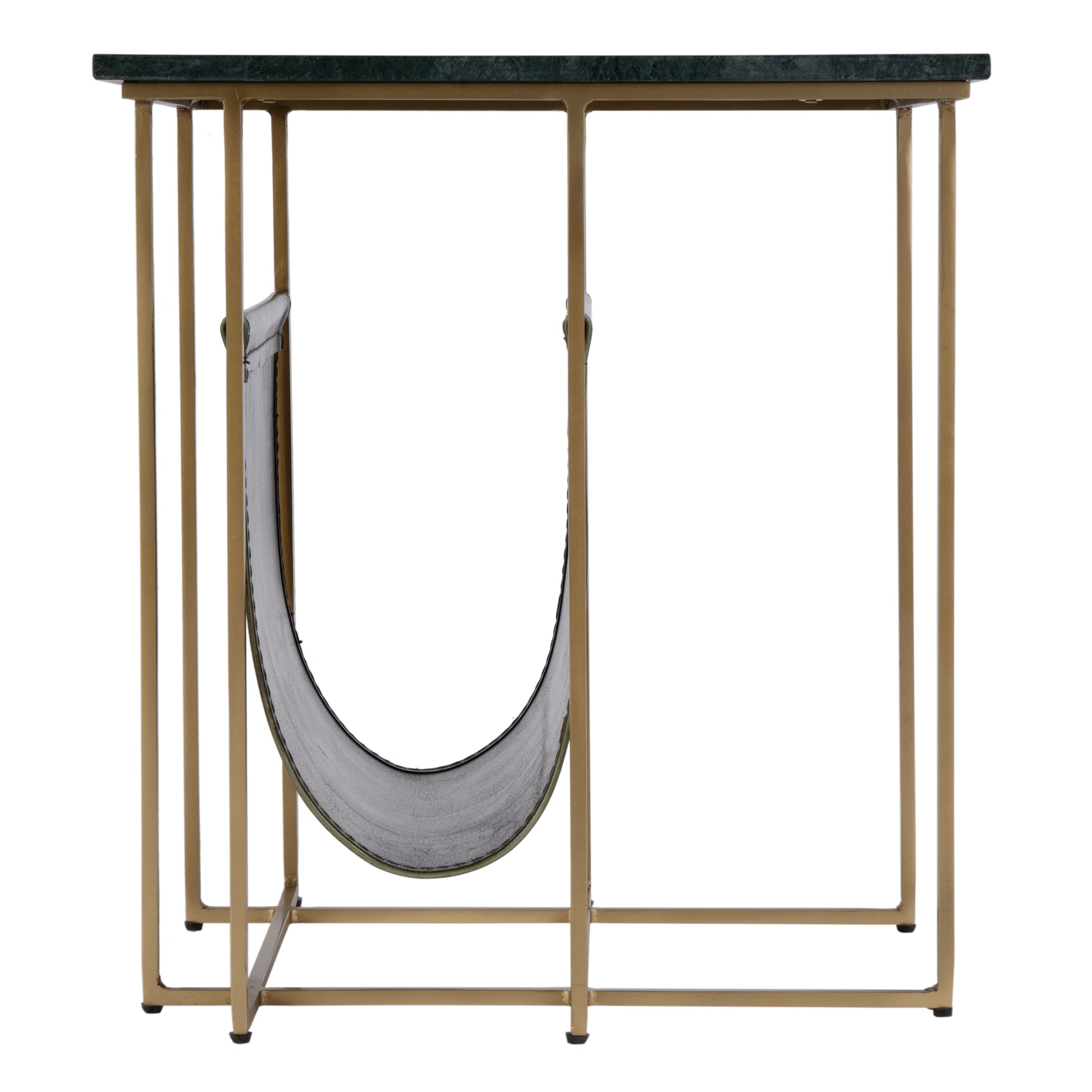 Butler Specialty Company Stephanik 20.25 in. W Rectangular Marble & Leather Magazine Side Table, Green