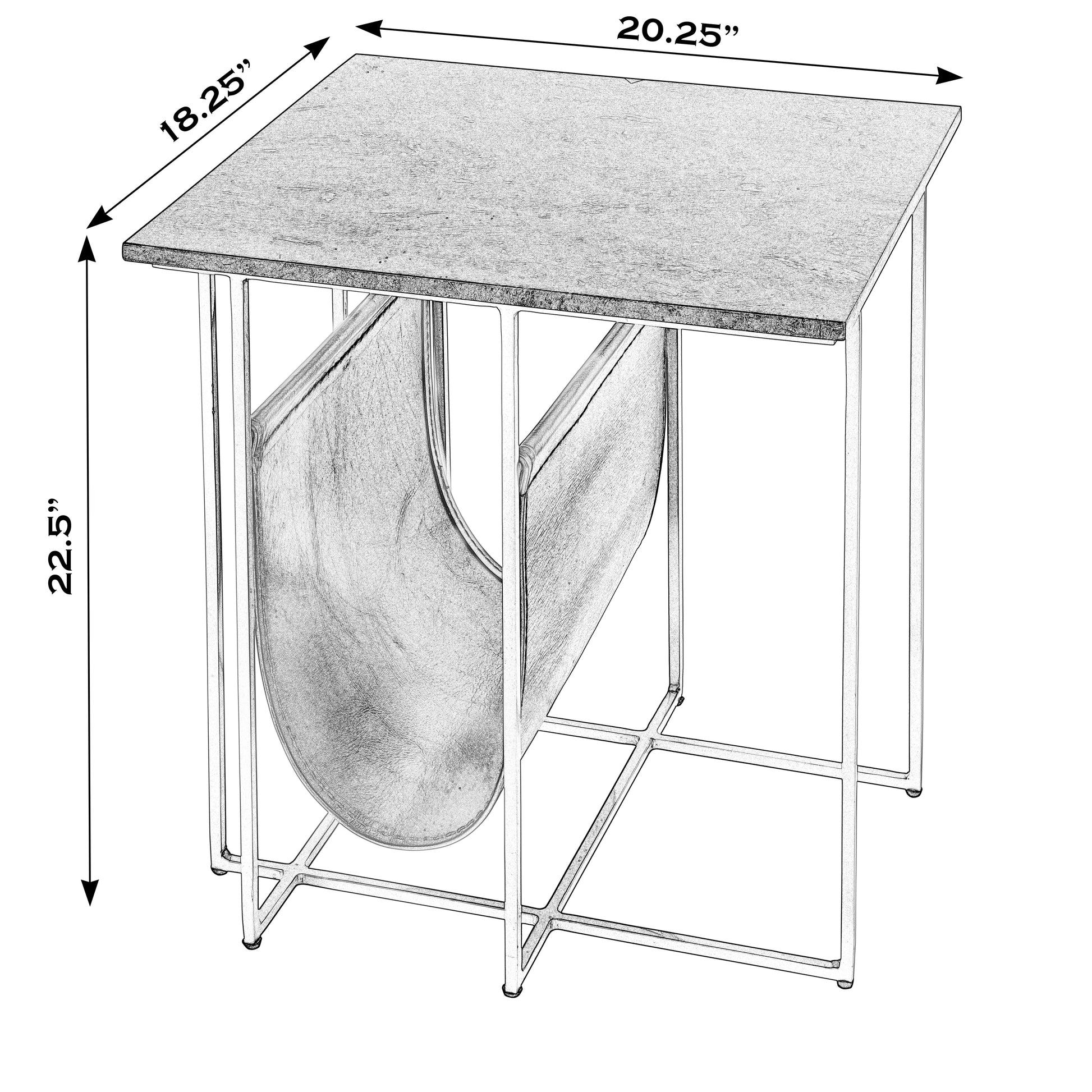 Butler Specialty Company Stephanik 20.25 in. W Rectangular Marble & Leather Magazine Side Table, Green