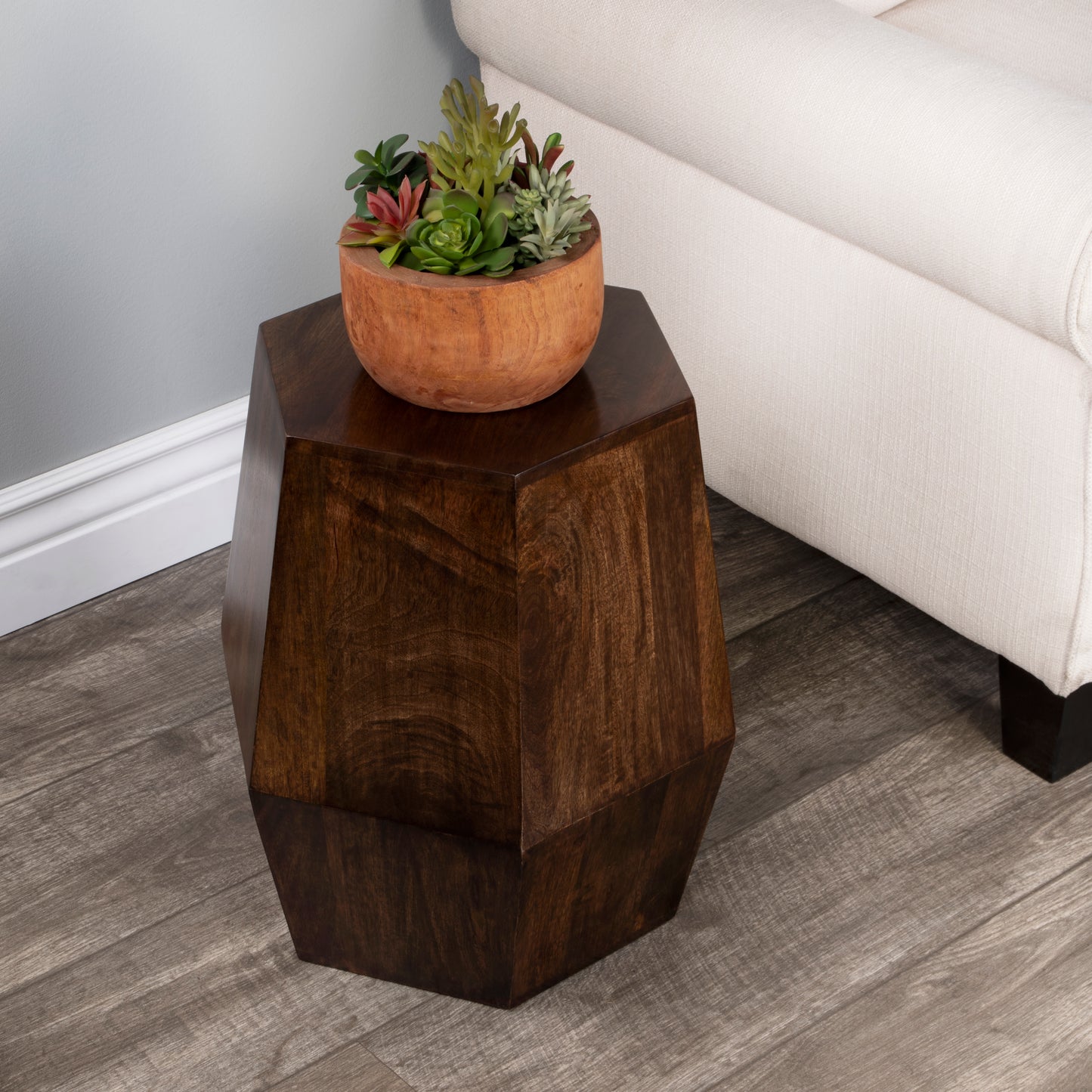 Butler Specialty Company Gulchatai 15 in. W Hexagon Wood Side Table, Dark Brown