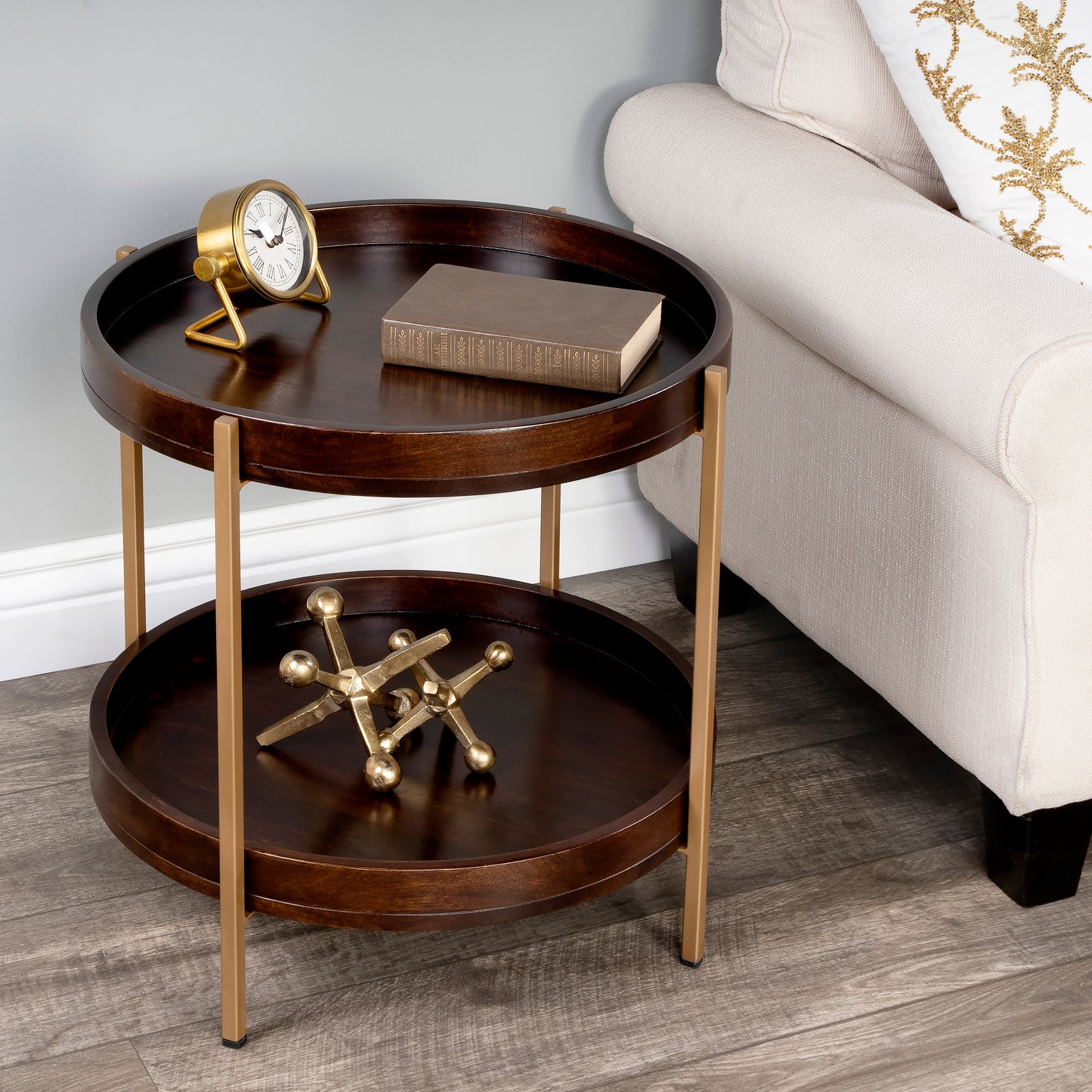 Damirra Wood & Metal Side Table in Dark Brown 5454140