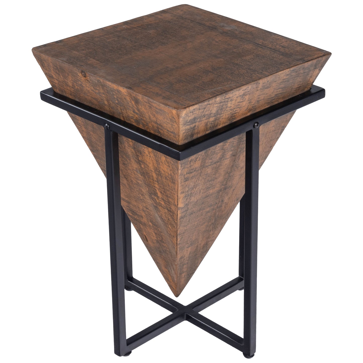 Butler Specialty Company Gulnaria 12 in. W Square Wood and Metal Modern Side Table, Dark Brown