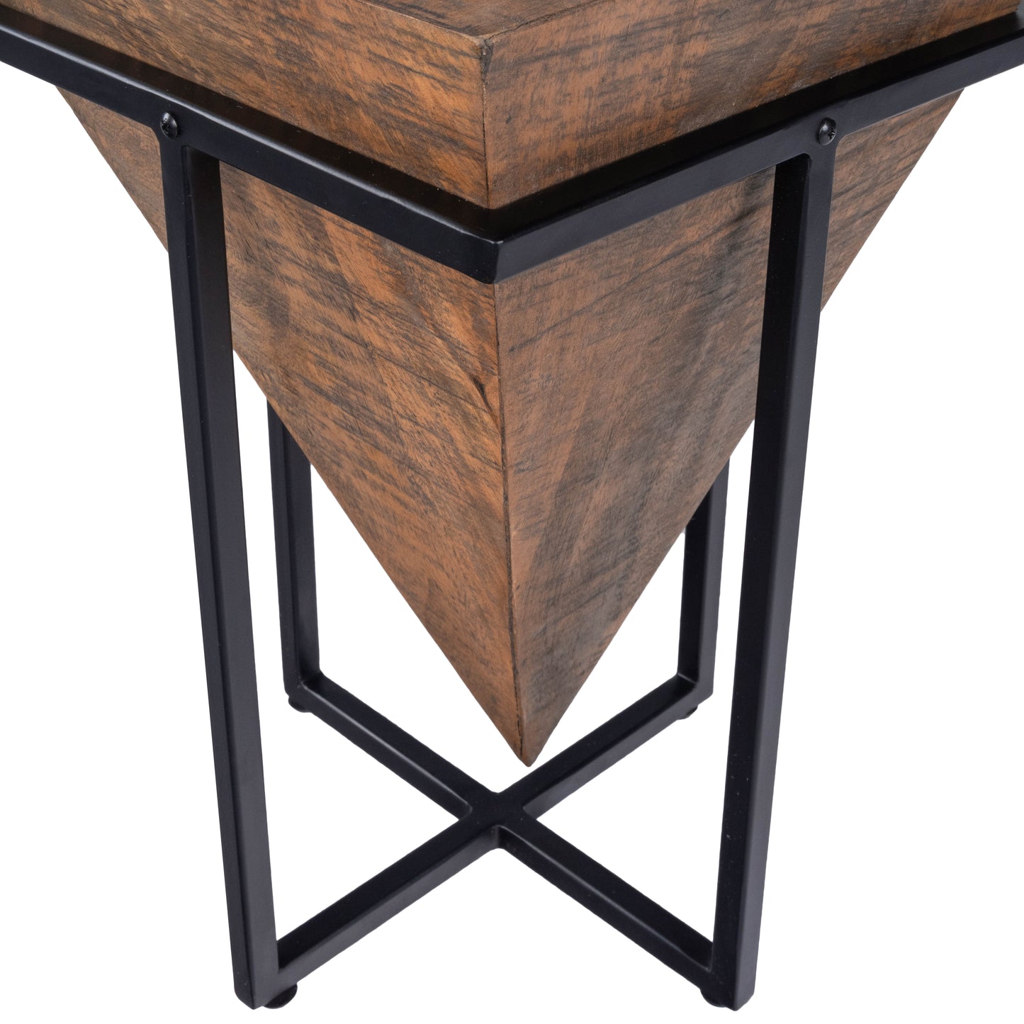 Butler Specialty Company Gulnaria 12 in. W Square Wood and Metal Modern Side Table, Dark Brown