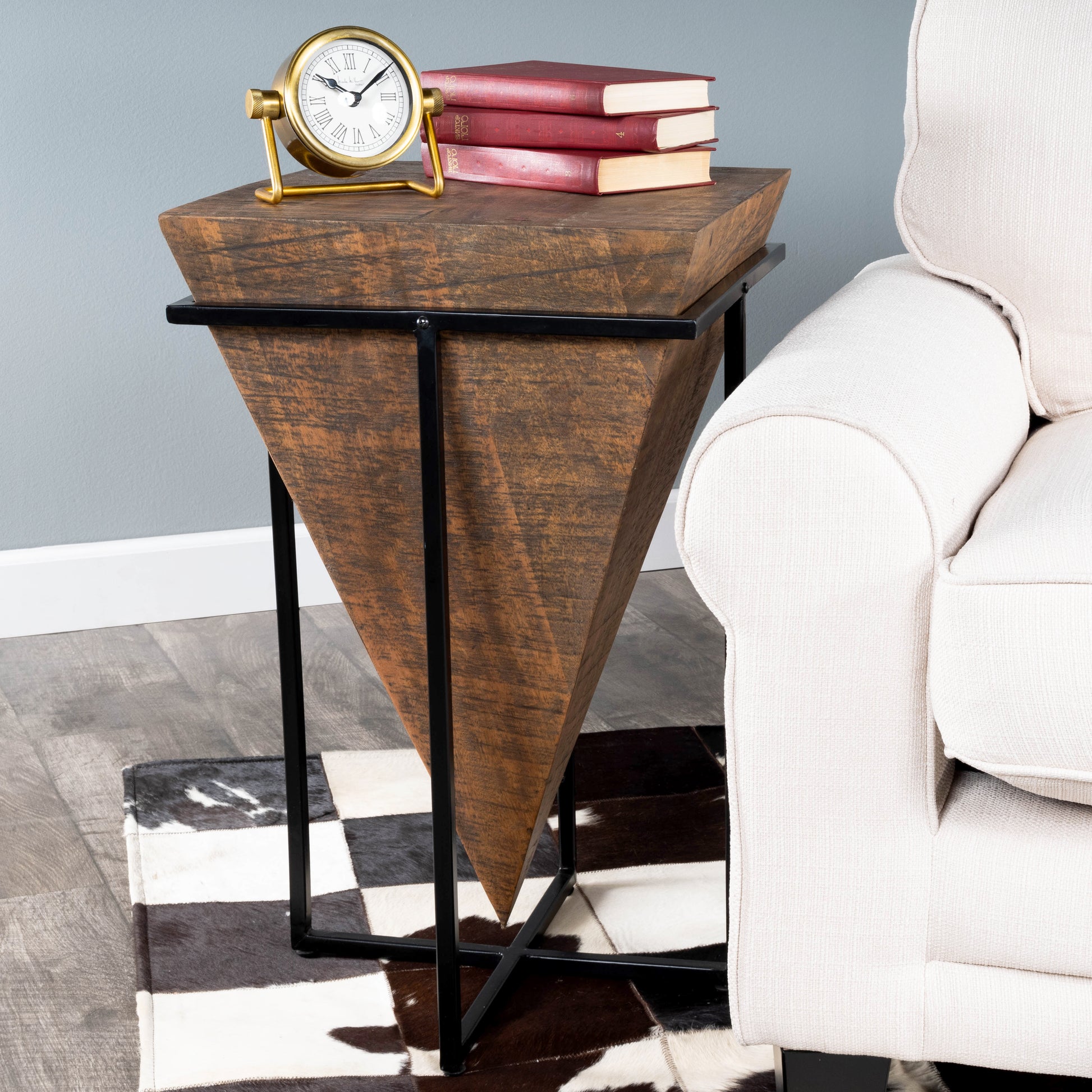 Butler Specialty Company Gulnaria 12 in. W Square Wood and Metal Modern Side Table, Dark Brown