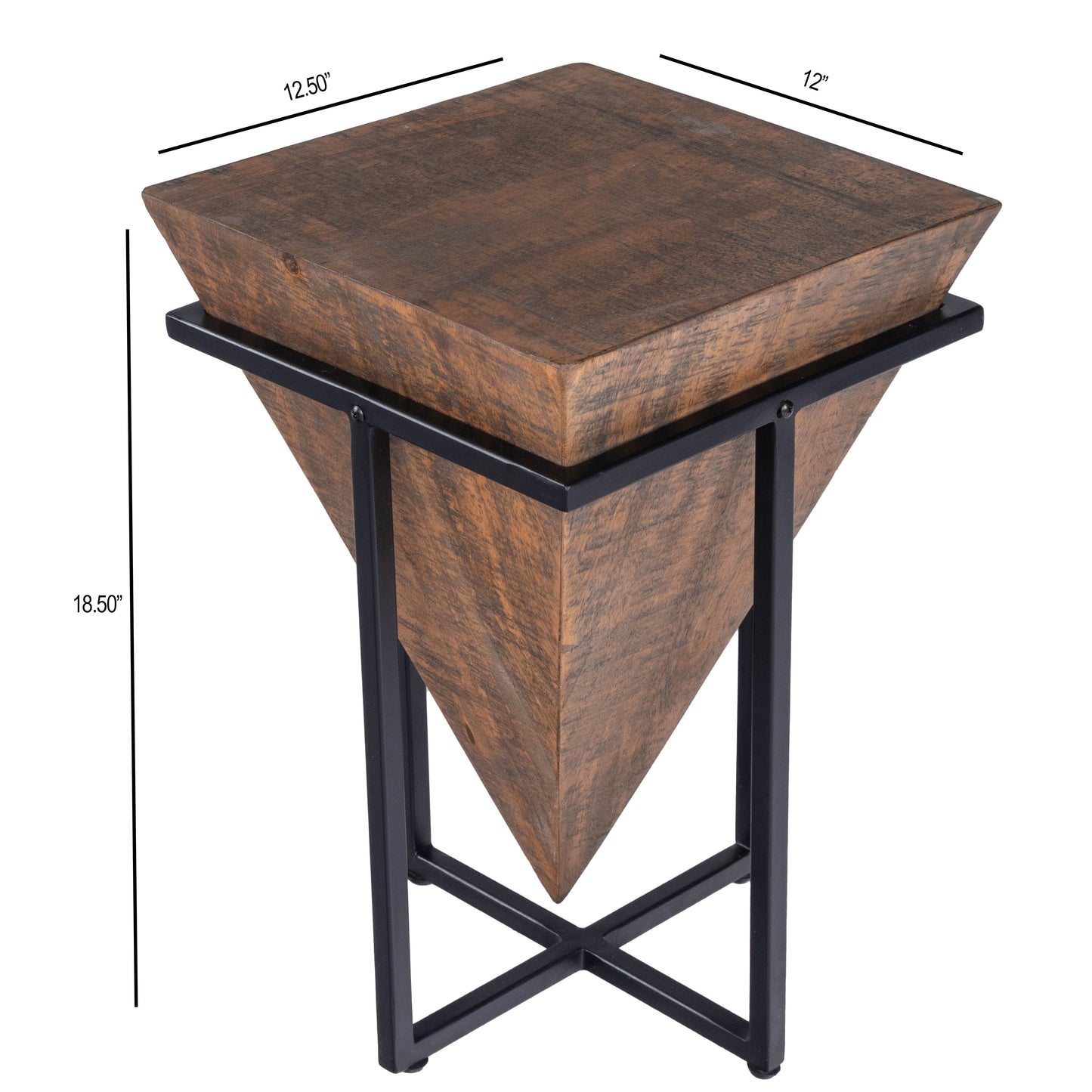 Butler Specialty Company Gulnaria 12 in. W Square Wood and Metal Modern Side Table, Dark Brown