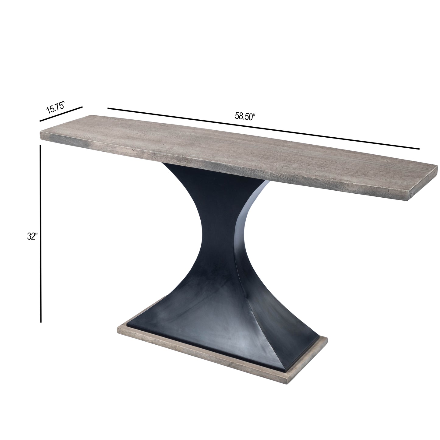 Butler Specialty Company Lidiya 58.5 in. W Rectangular Wood and Metal Contemporary Console Table, Gray