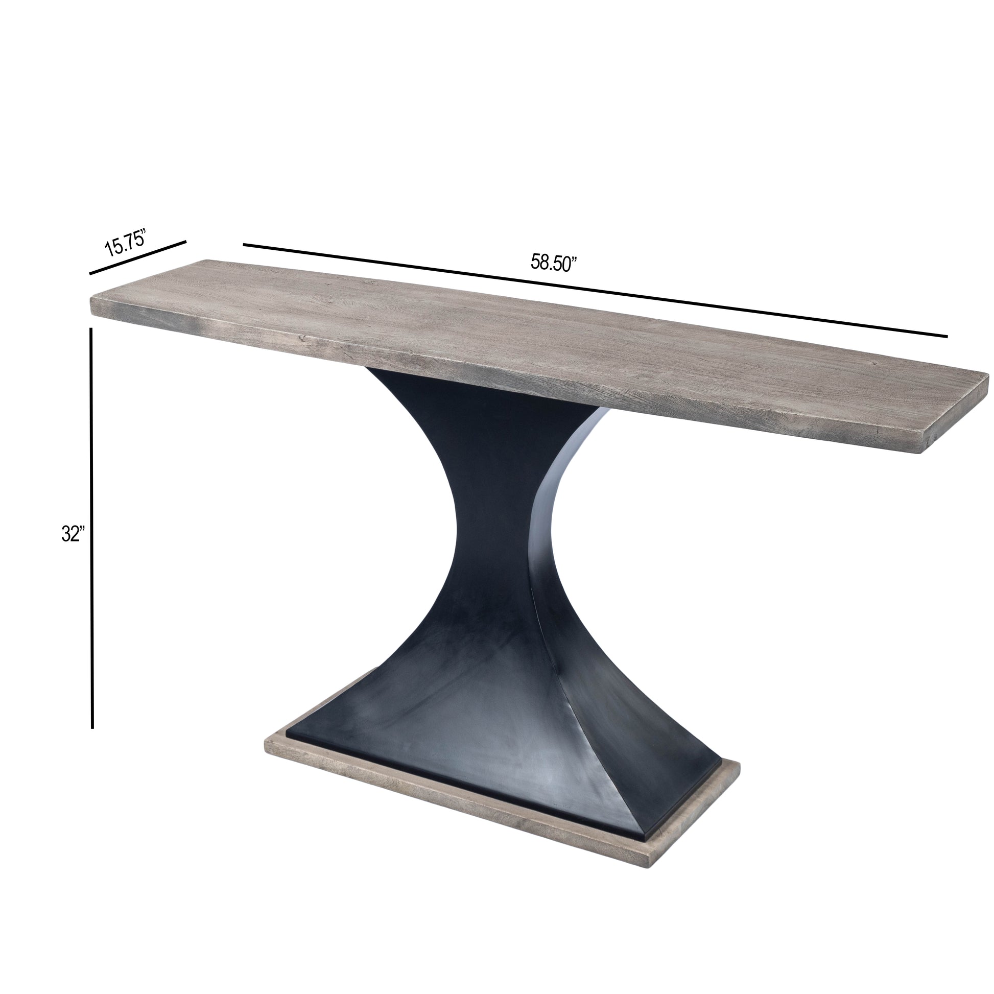 Butler Specialty Company Lidiya 58.5 in. W Rectangular Wood and Metal Contemporary Console Table, Gray