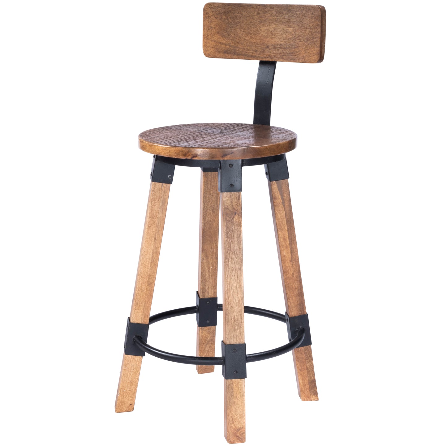 Butler Specialty Company Mountain Lodge 26 in. Seat Height Wood and Metal Counter Stool with Back, Natural Wood