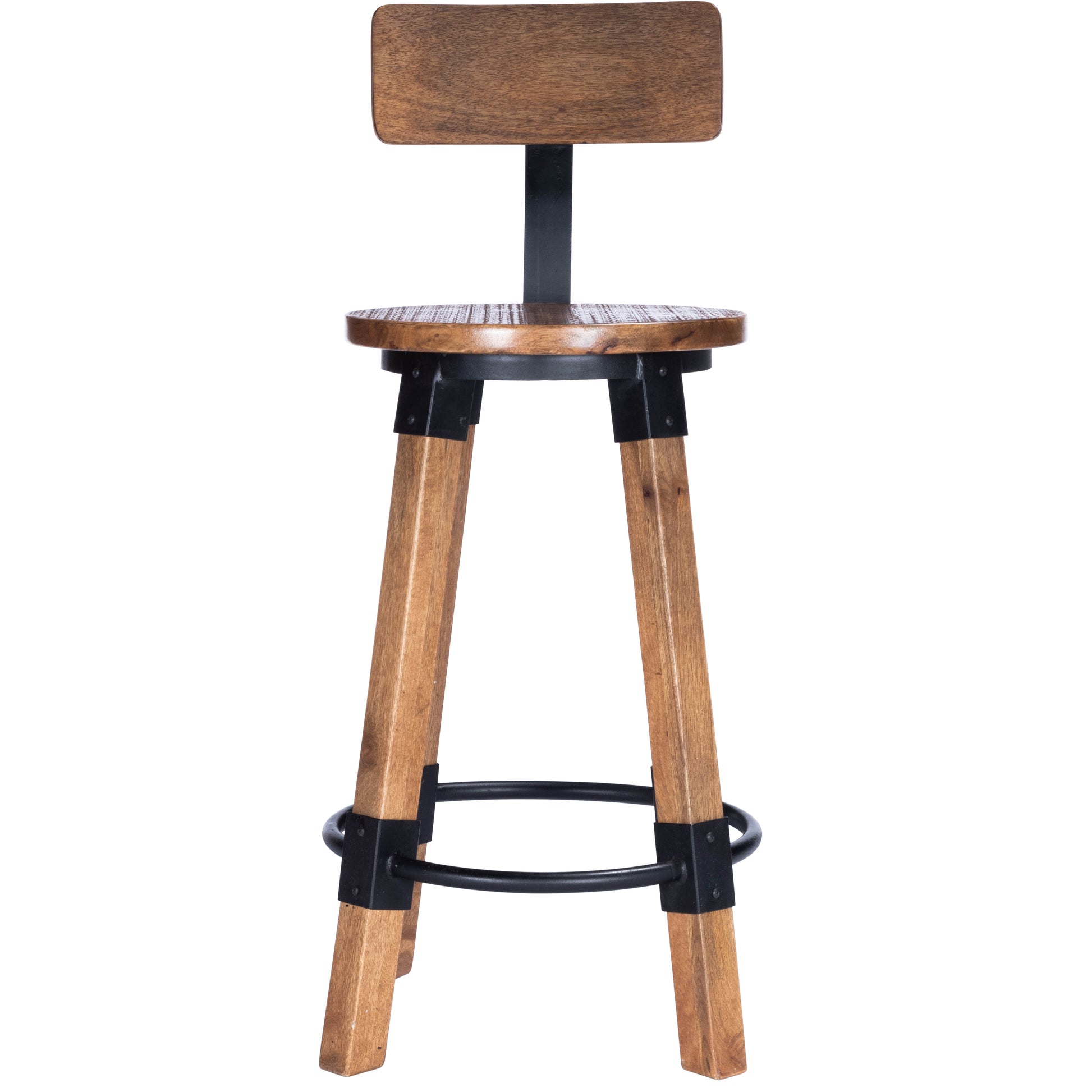 Butler Specialty Company Mountain Lodge 26 in. Seat Height Wood and Metal Counter Stool with Back, Natural Wood