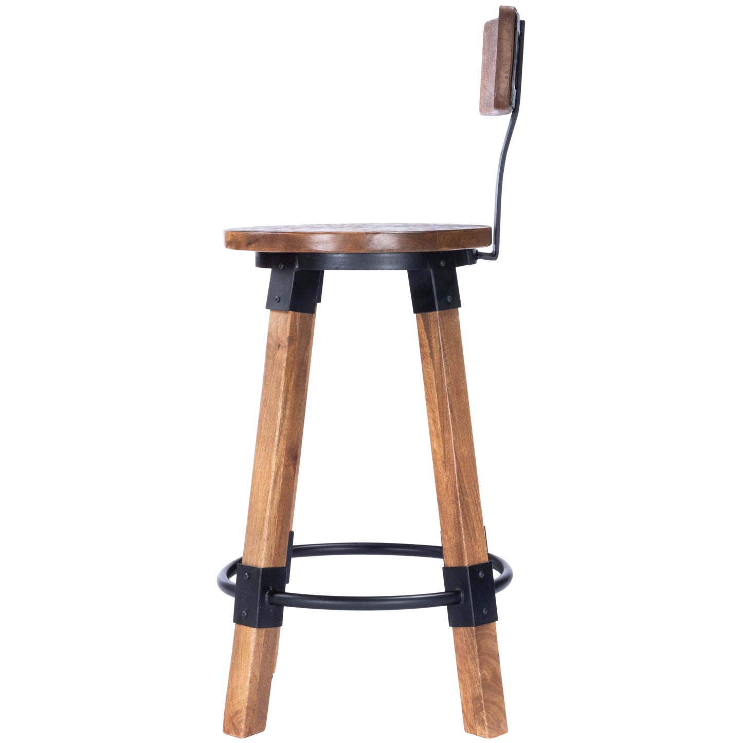 Butler Specialty Company Mountain Lodge 26 in. Seat Height Wood and Metal Counter Stool with Back, Natural Wood
