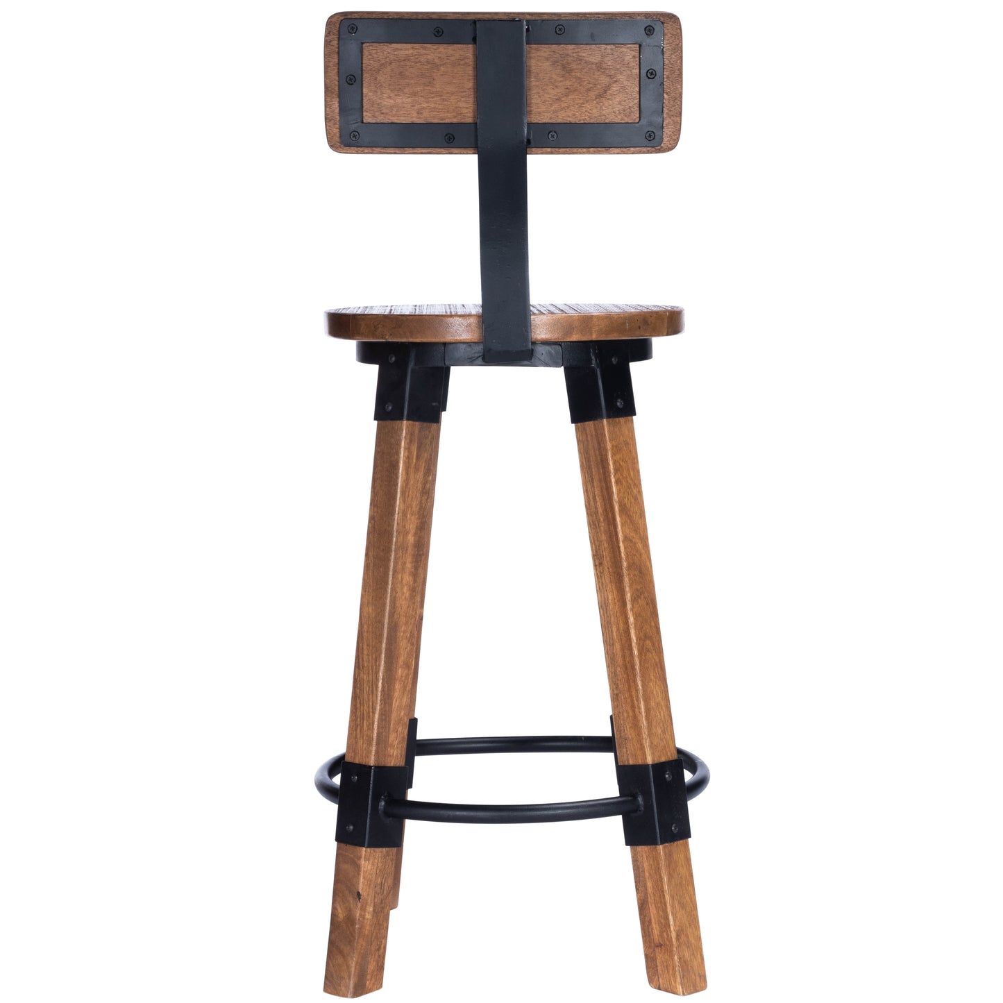 Butler Specialty Company Mountain Lodge 26 in. Seat Height Wood and Metal Counter Stool with Back, Natural Wood