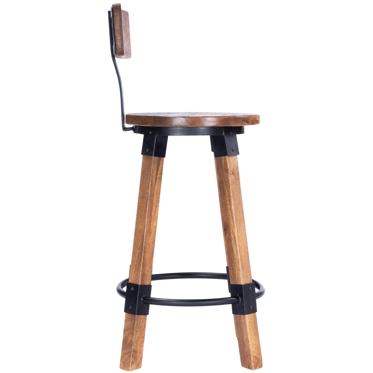 Butler Specialty Company Mountain Lodge 26 in. Seat Height Wood and Metal Counter Stool with Back, Natural Wood