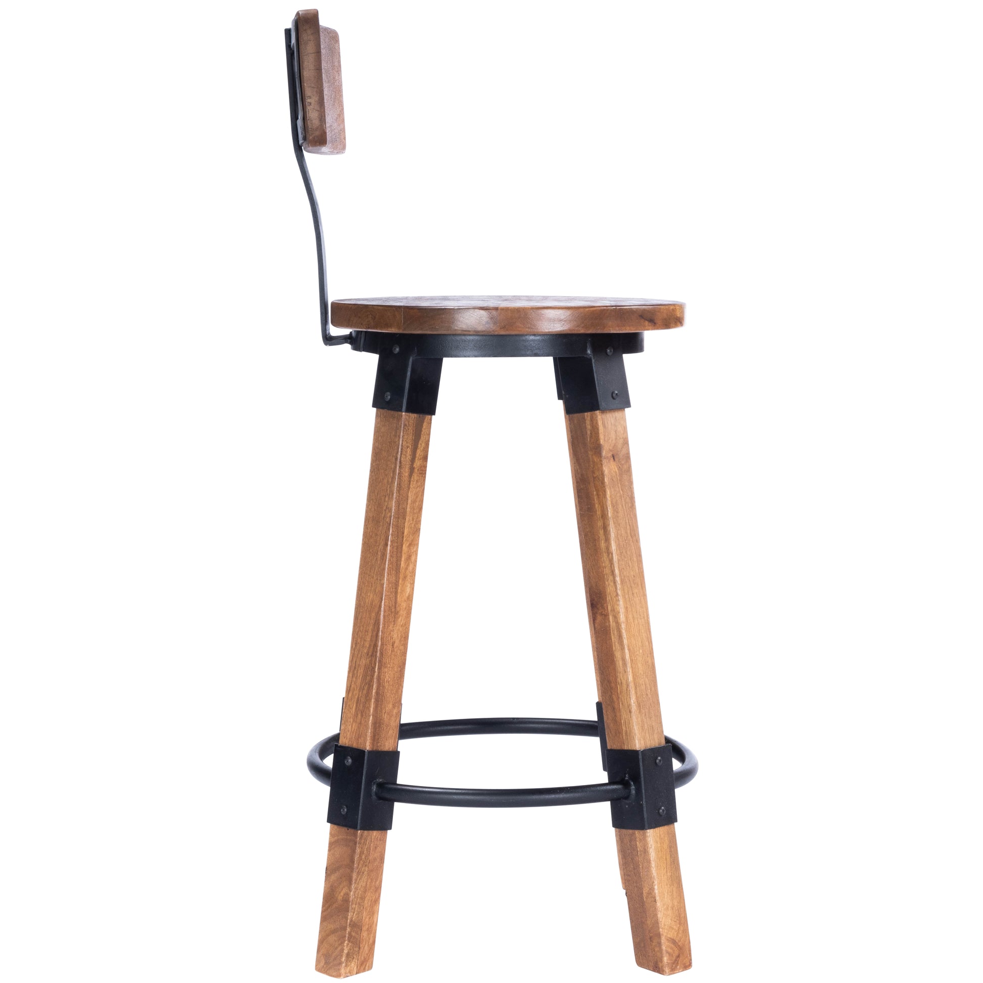 Butler Specialty Company Mountain Lodge 26 in. Seat Height Wood and Metal Counter Stool with Back, Natural Wood