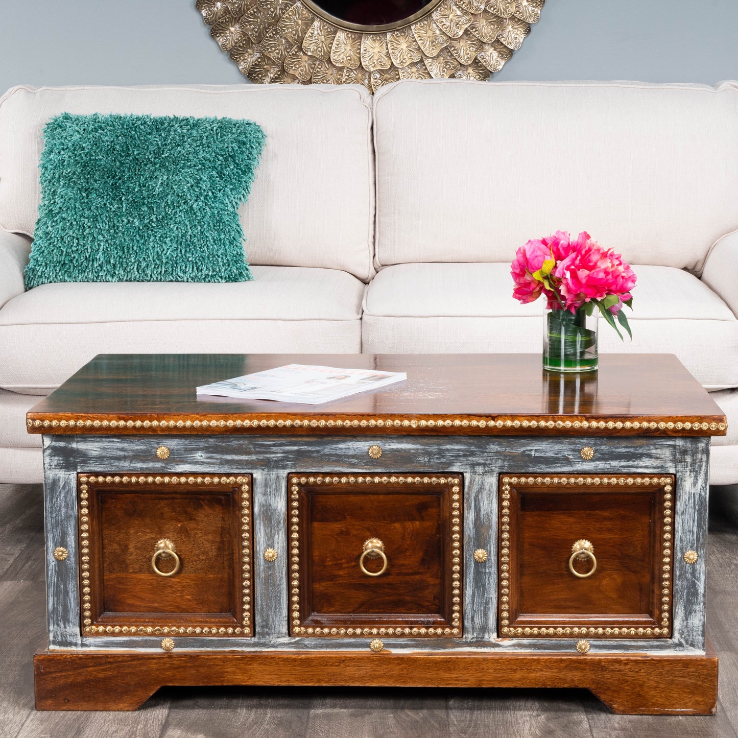Tennor Wood & Hand Painted Storage Coffee Table in Medium Brown 5480290