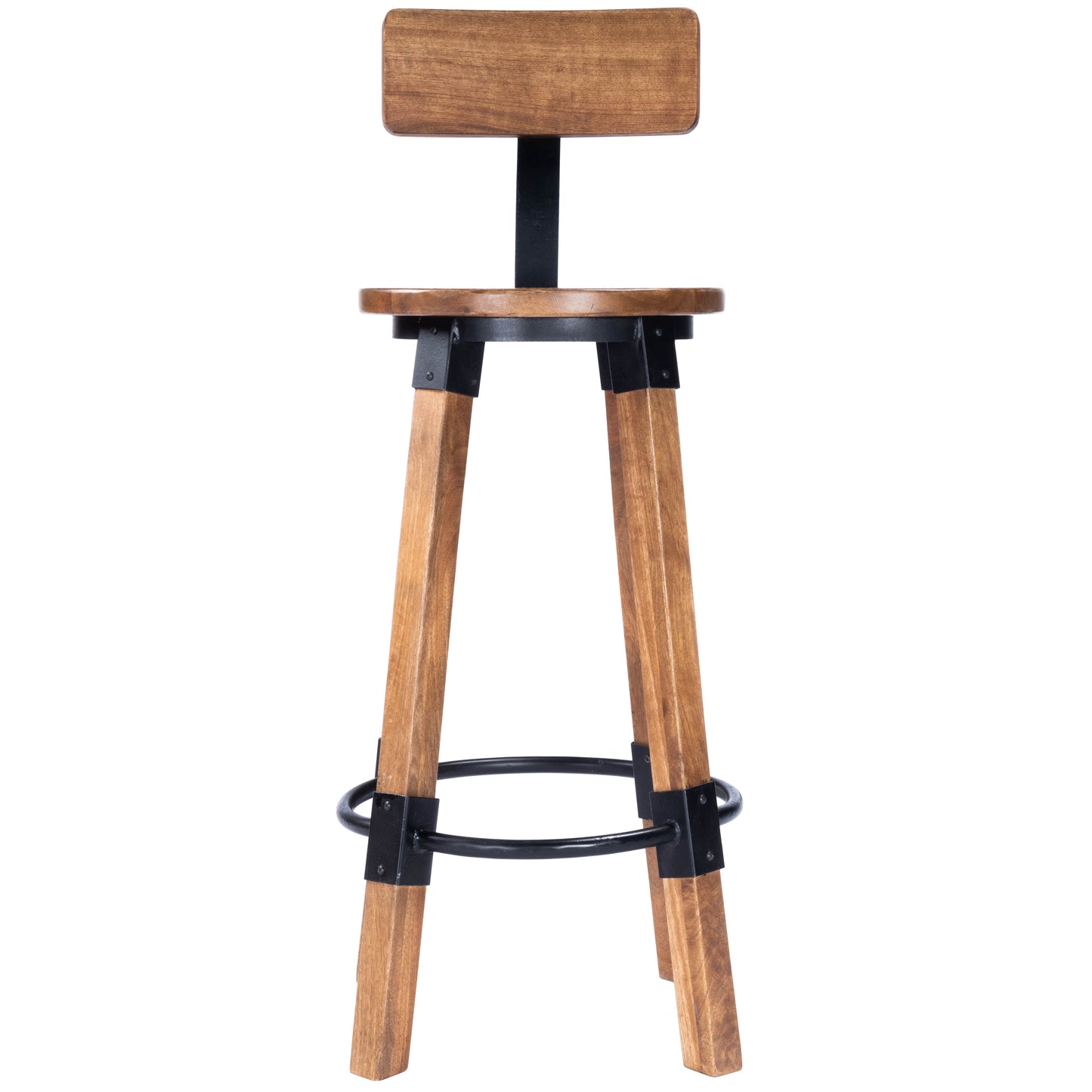 Butler Specialty Company Mountain Lodge 30 in. Seat Height Wood and Metal Bar Stool with Back, Natural Wood