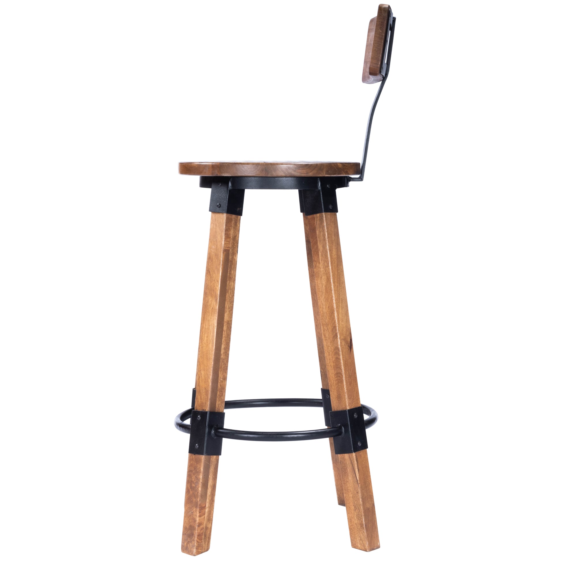 Butler Specialty Company Mountain Lodge 30 in. Seat Height Wood and Metal Bar Stool with Back, Natural Wood