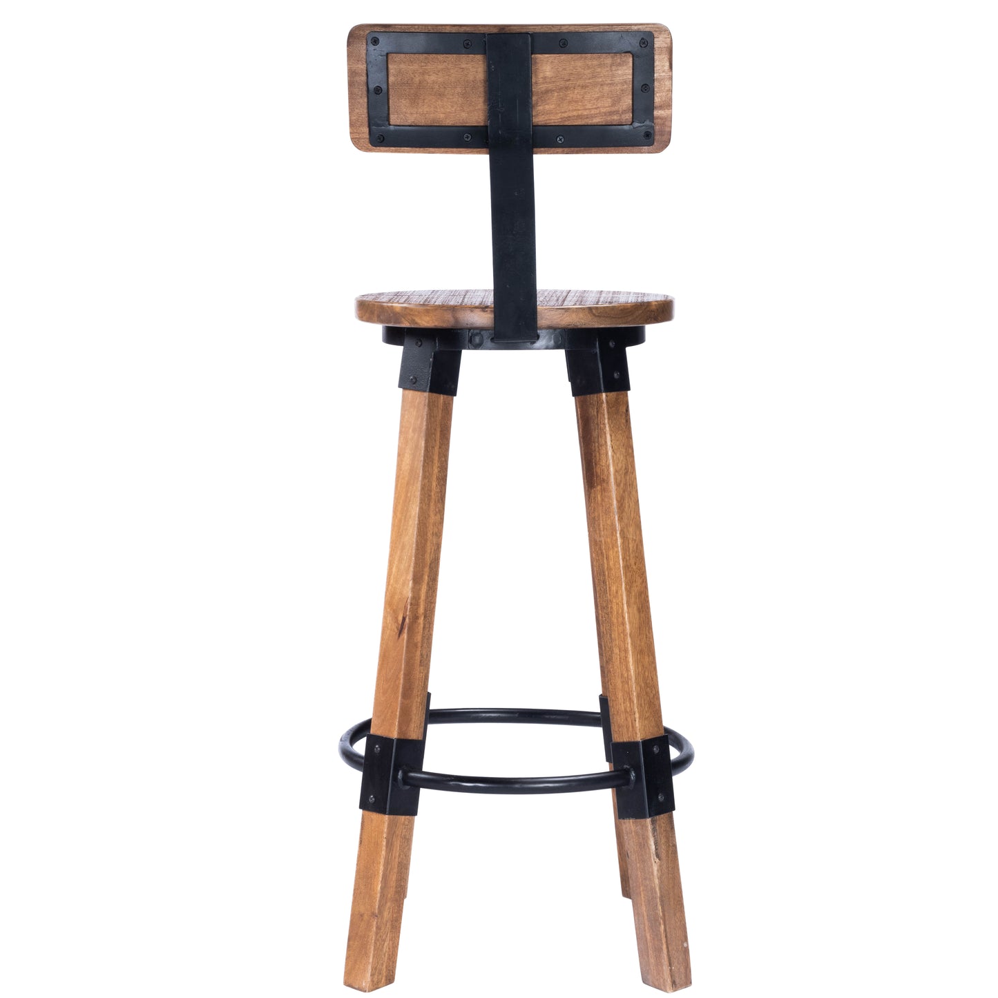 Butler Specialty Company Mountain Lodge 30 in. Seat Height Wood and Metal Bar Stool with Back, Natural Wood