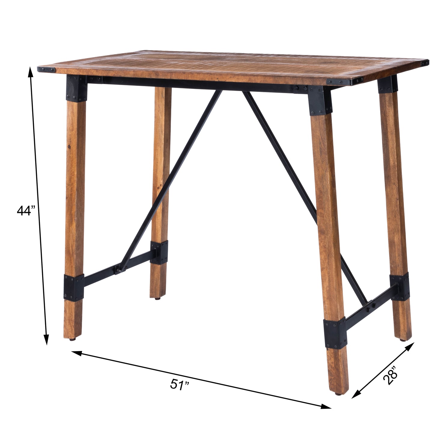 Mountain Lodge Wood & Metal 51"W Pub Table in Natural Wood 5481330