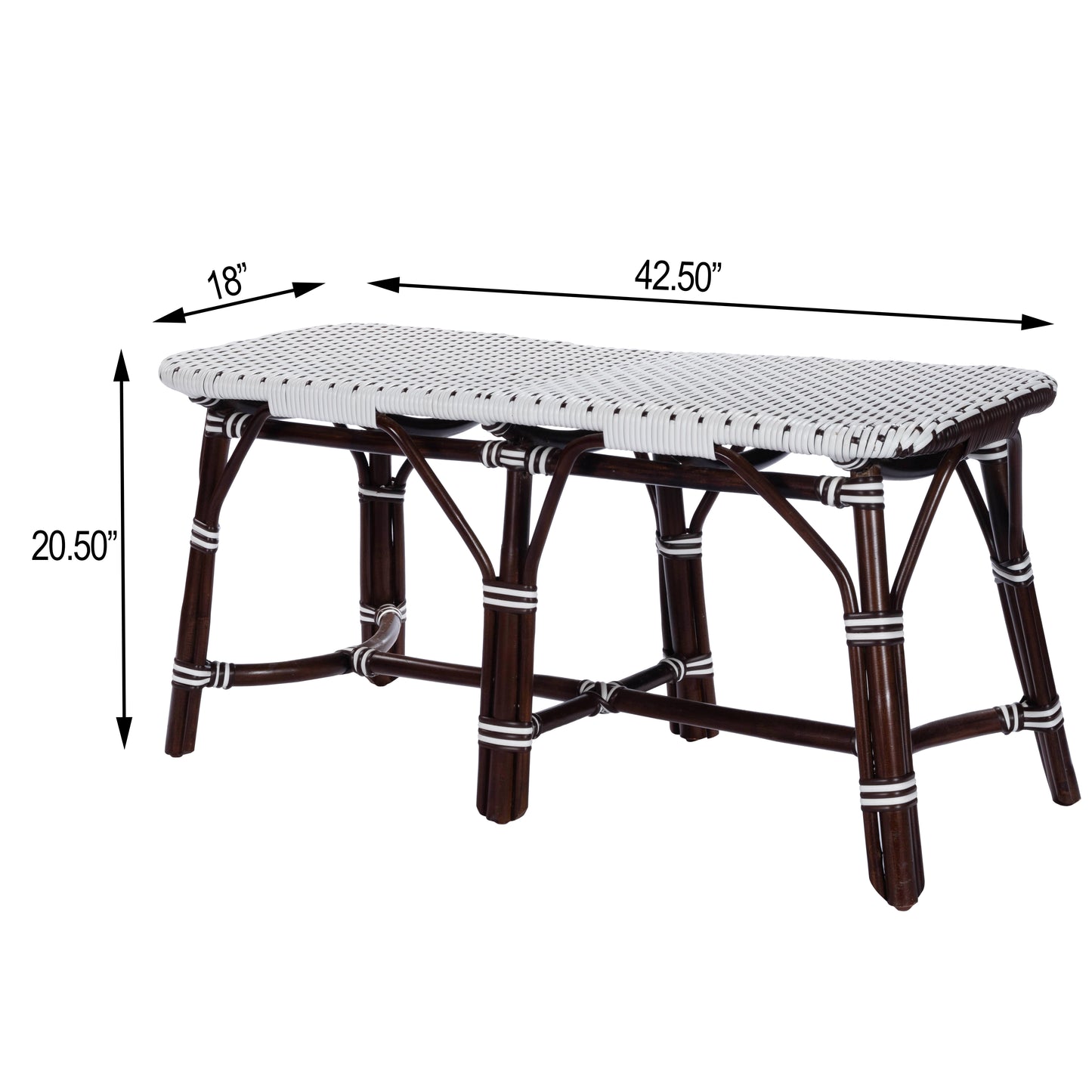 Butler Specialty Company Marcella Indoor-Outdoor 42.5 in. W Rectangular Rattan Backless Accent Bench, Dark Brown