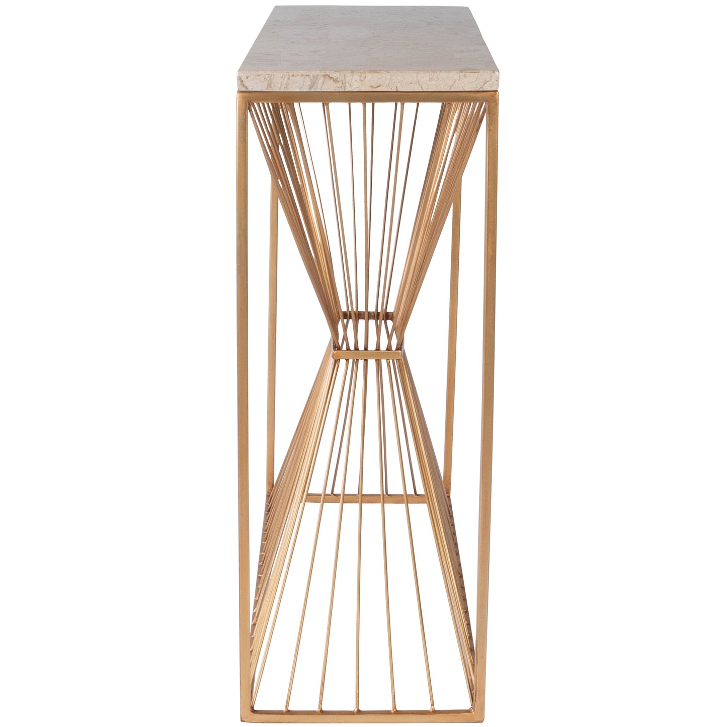 Cosmo Fossil Stone & Metal Console Table in Gold 5485350