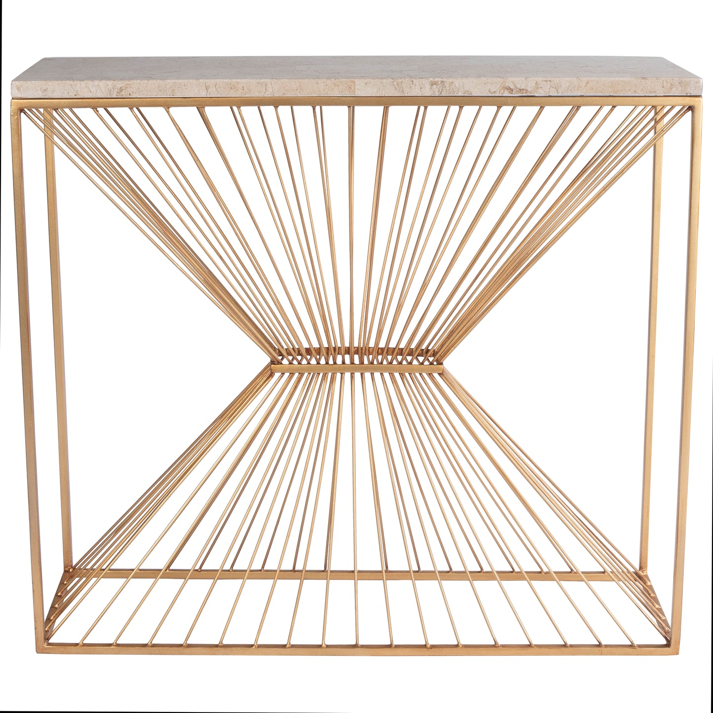 Cosmo Fossil Stone & Metal Console Table in Gold 5485350