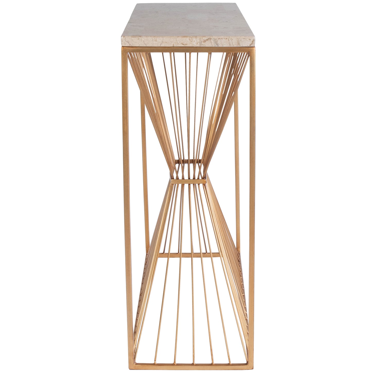 Cosmo Fossil Stone & Metal Console Table in Gold 5485350
