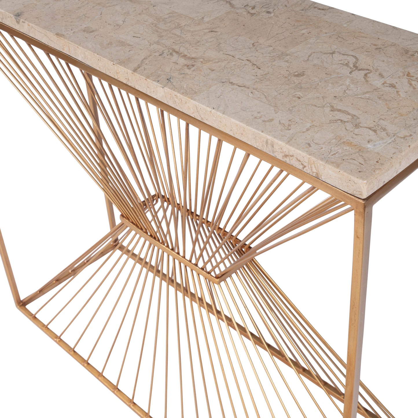 Cosmo Fossil Stone & Metal Console Table in Gold 5485350