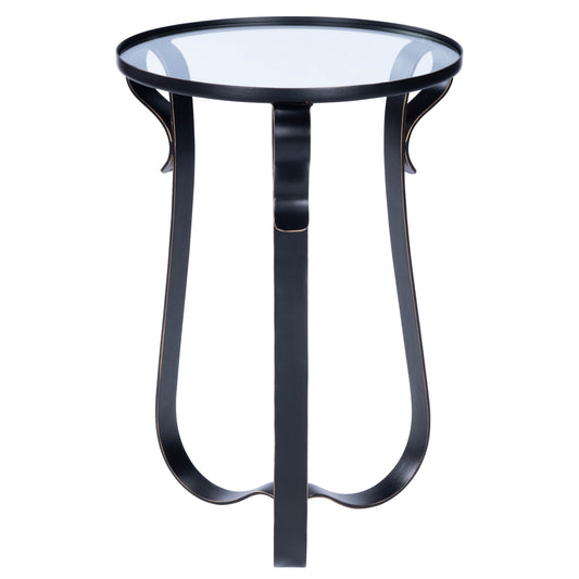 Oddrya Metal & Glass End Table in Dark Brown 5488387