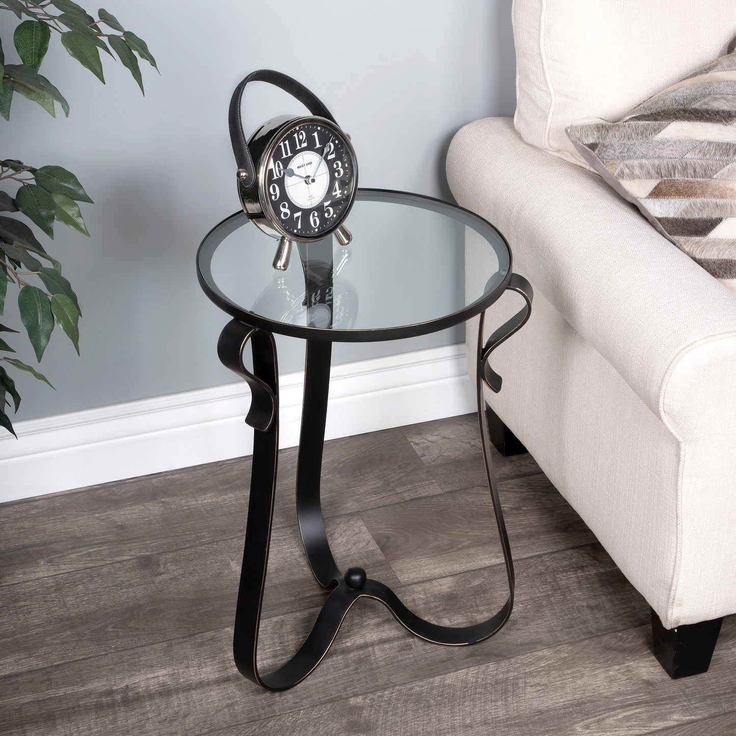 Oddrya Metal & Glass End Table in Dark Brown 5488387