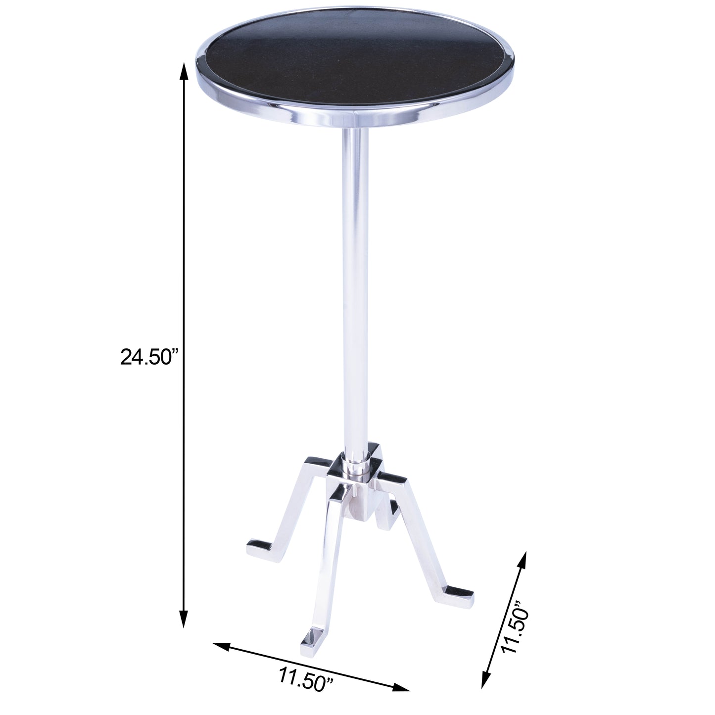 Butler Specialty Company Mash 11.5 in. W Round Metal and Marble Adjustable Height Side Table, Silver