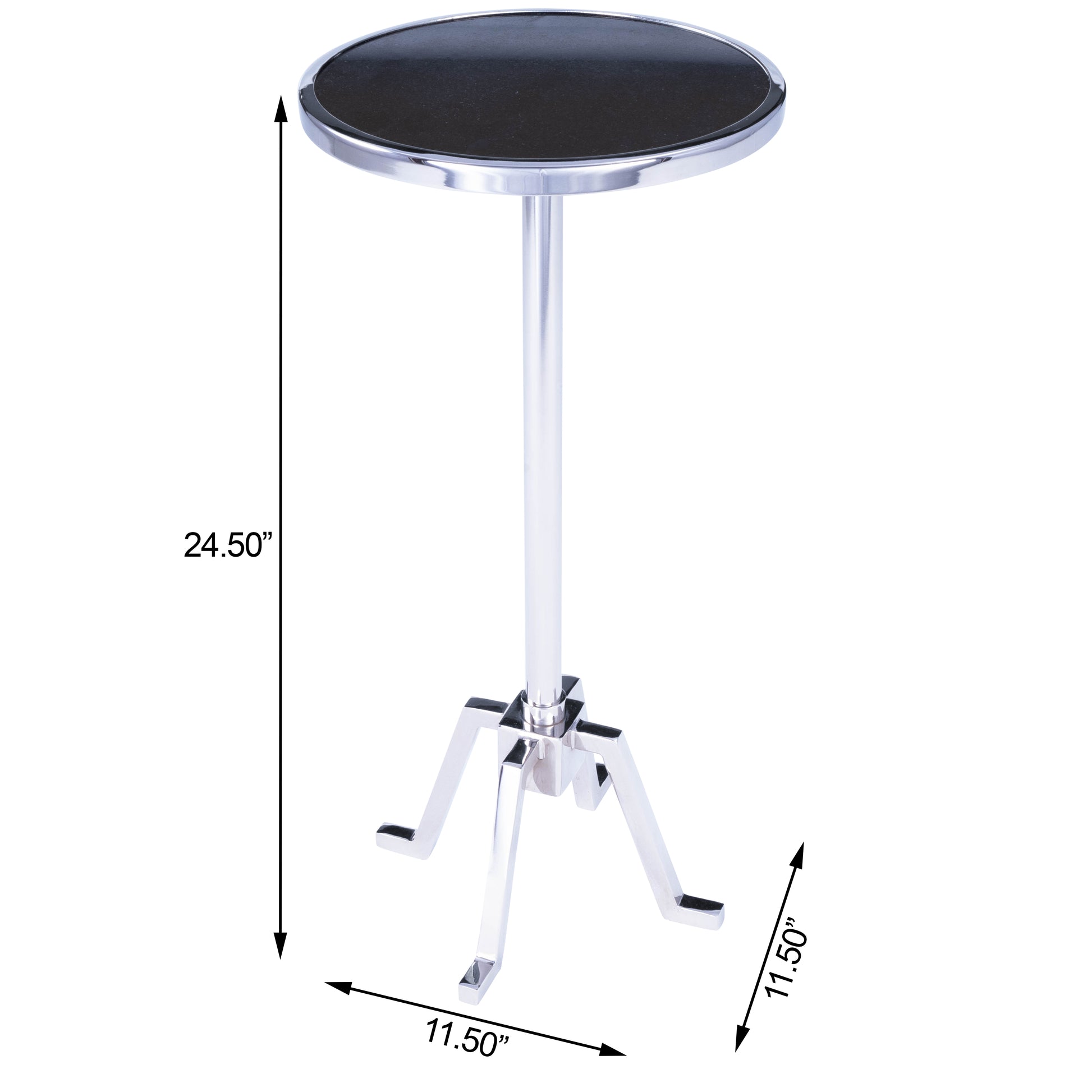Butler Specialty Company Mash 11.5 in. W Round Metal and Marble Adjustable Height Side Table, Silver